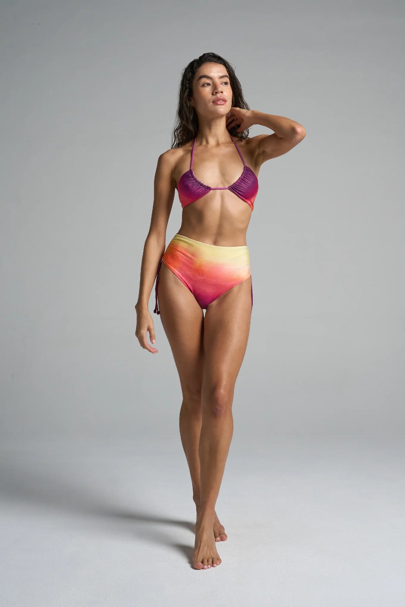Reversible High Waisted Bikini Bottom Sunset