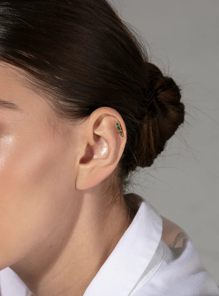 3 Stone Stud Earrings