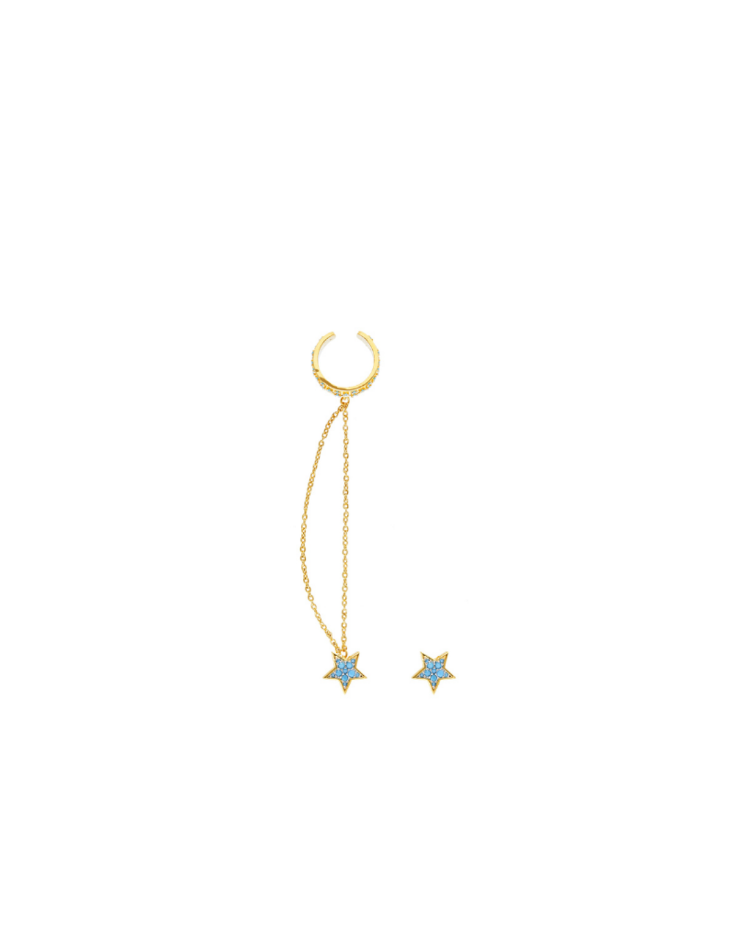 Chain Mimosa Stud with Ear Cuff