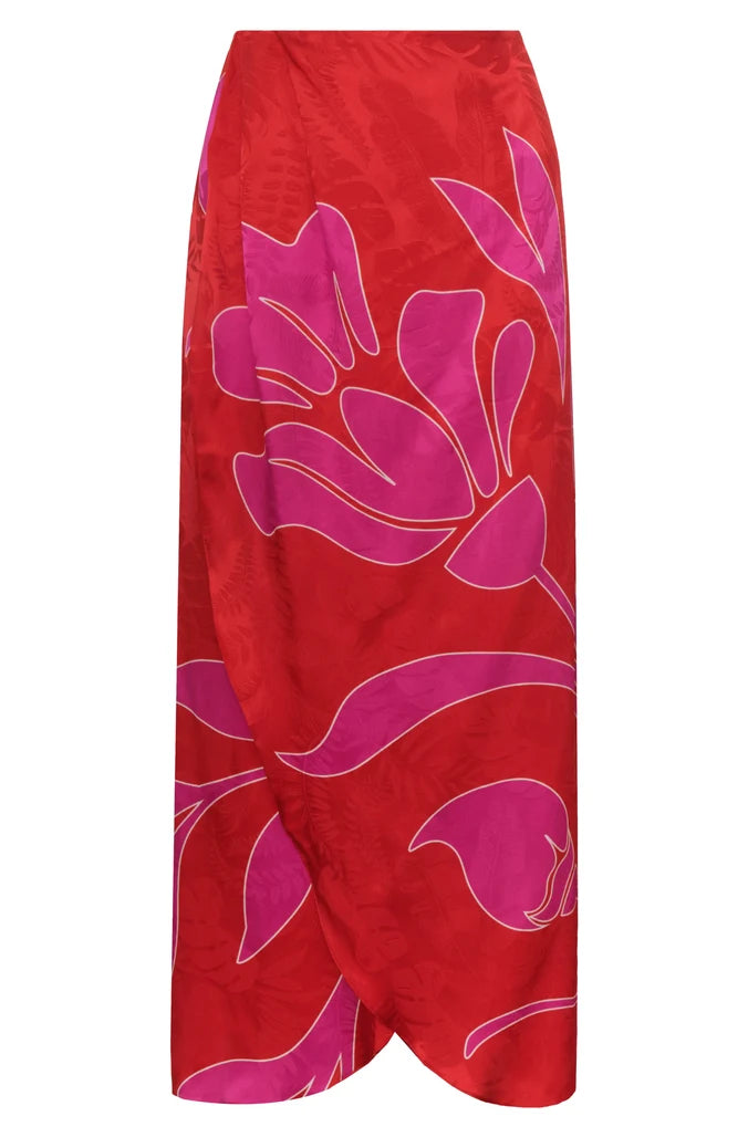 Amaime Silk Jacquard Midi Skirt
