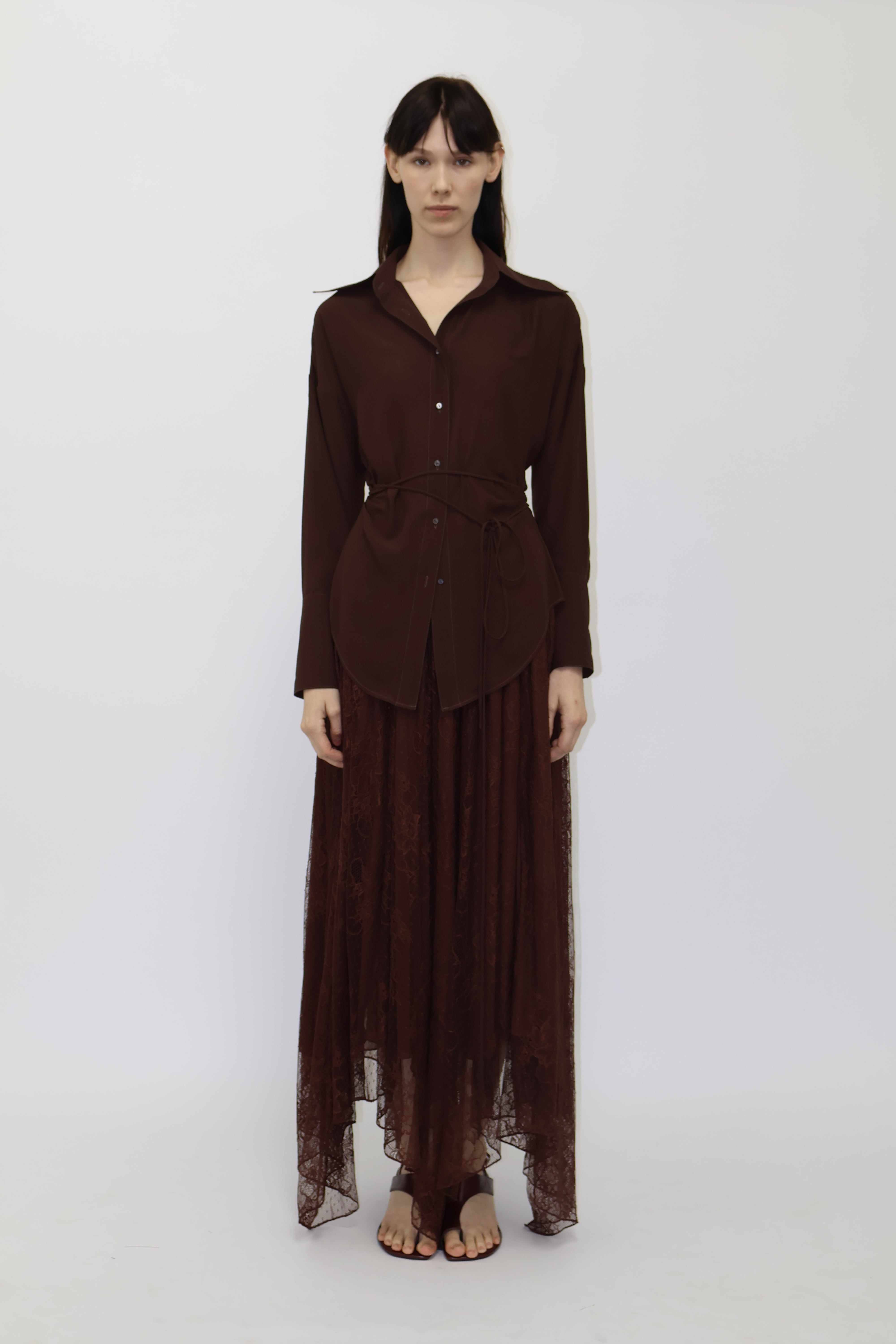 Sylvana Chiffon Shirt in brown