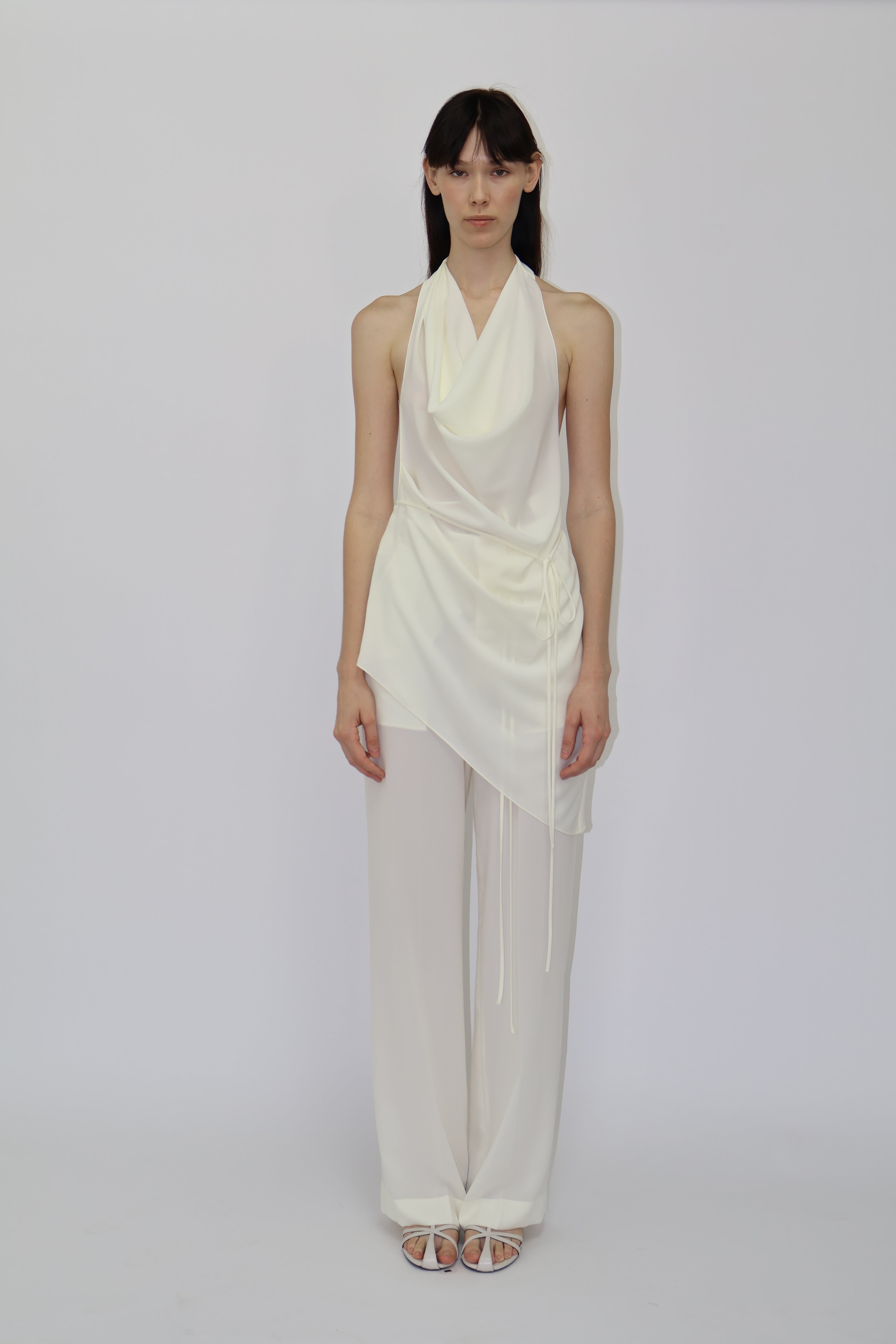 Sally Crepe Pants in Ivory