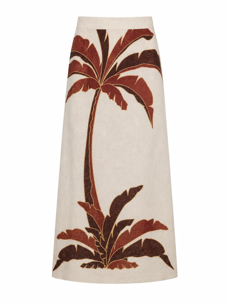 El Carmelo Linen Midi Skirt