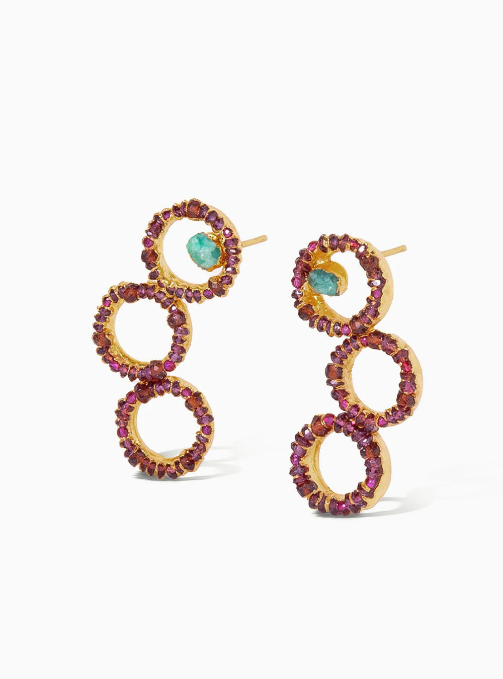 Iris Triple Earrings Red