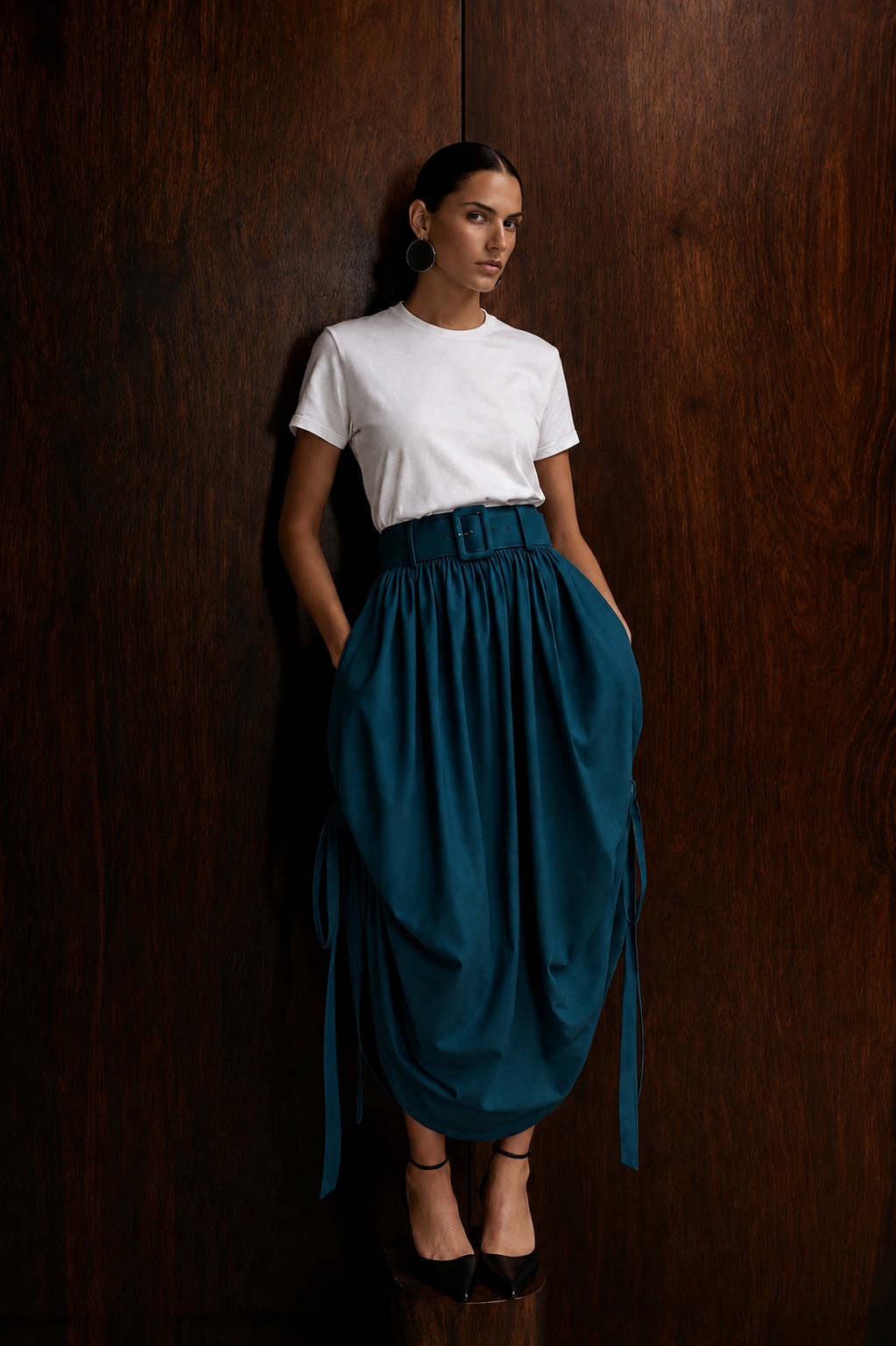 Cotton Skirt Coulisse With Belt