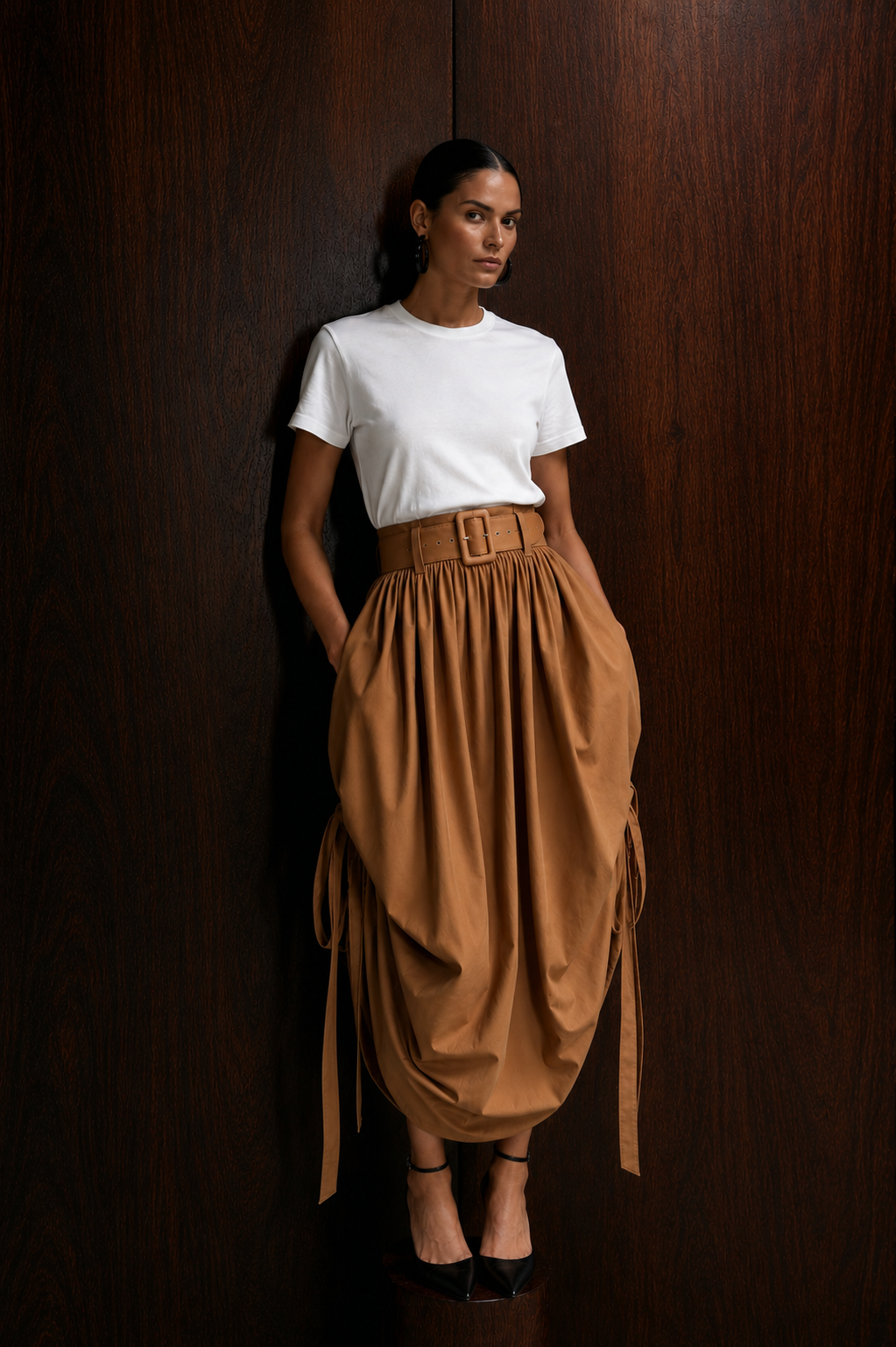Cotton Skirt Coulisse With Belt