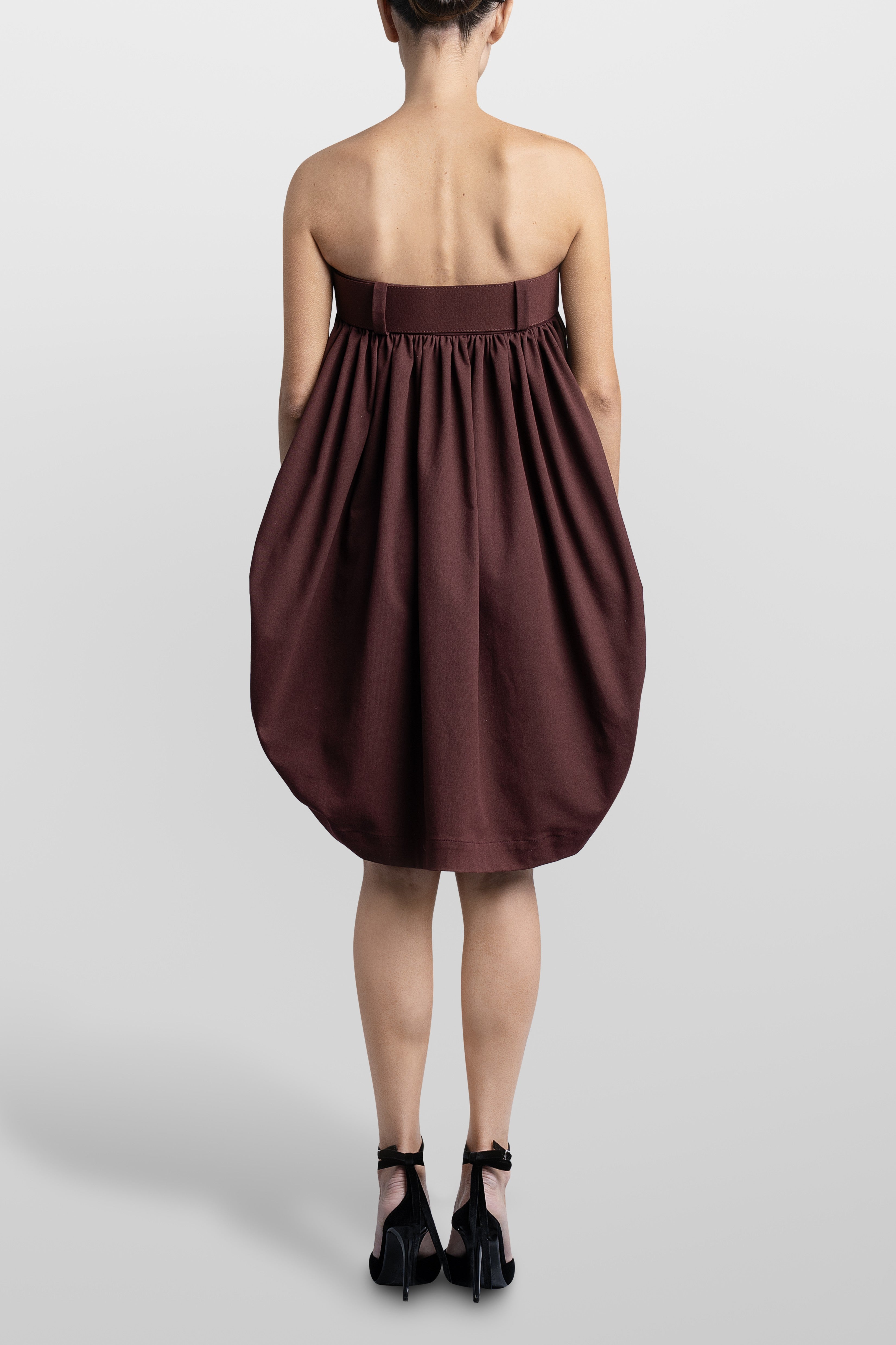 Ballon Mini Dress With Belt