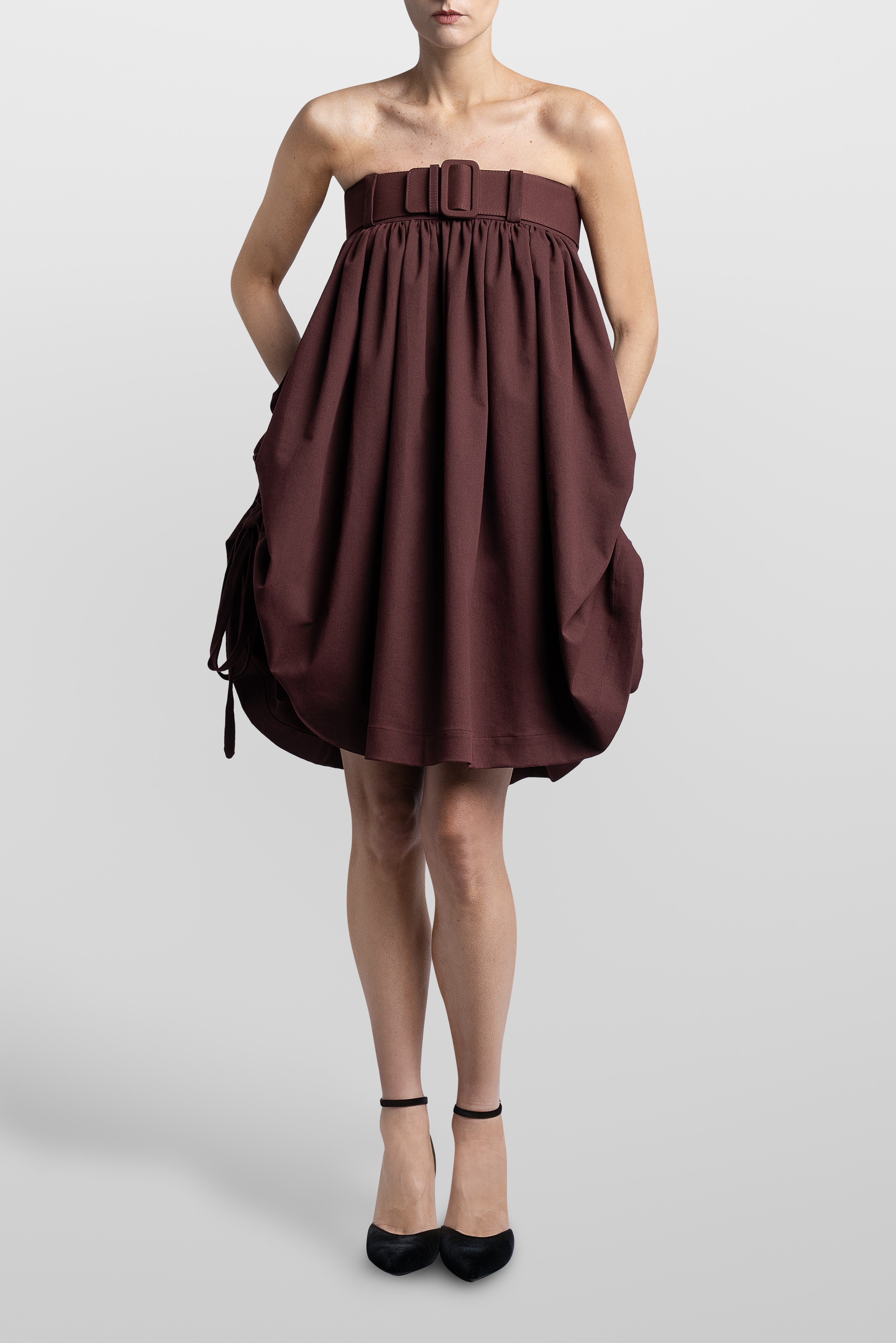 Ballon Mini Dress With Belt