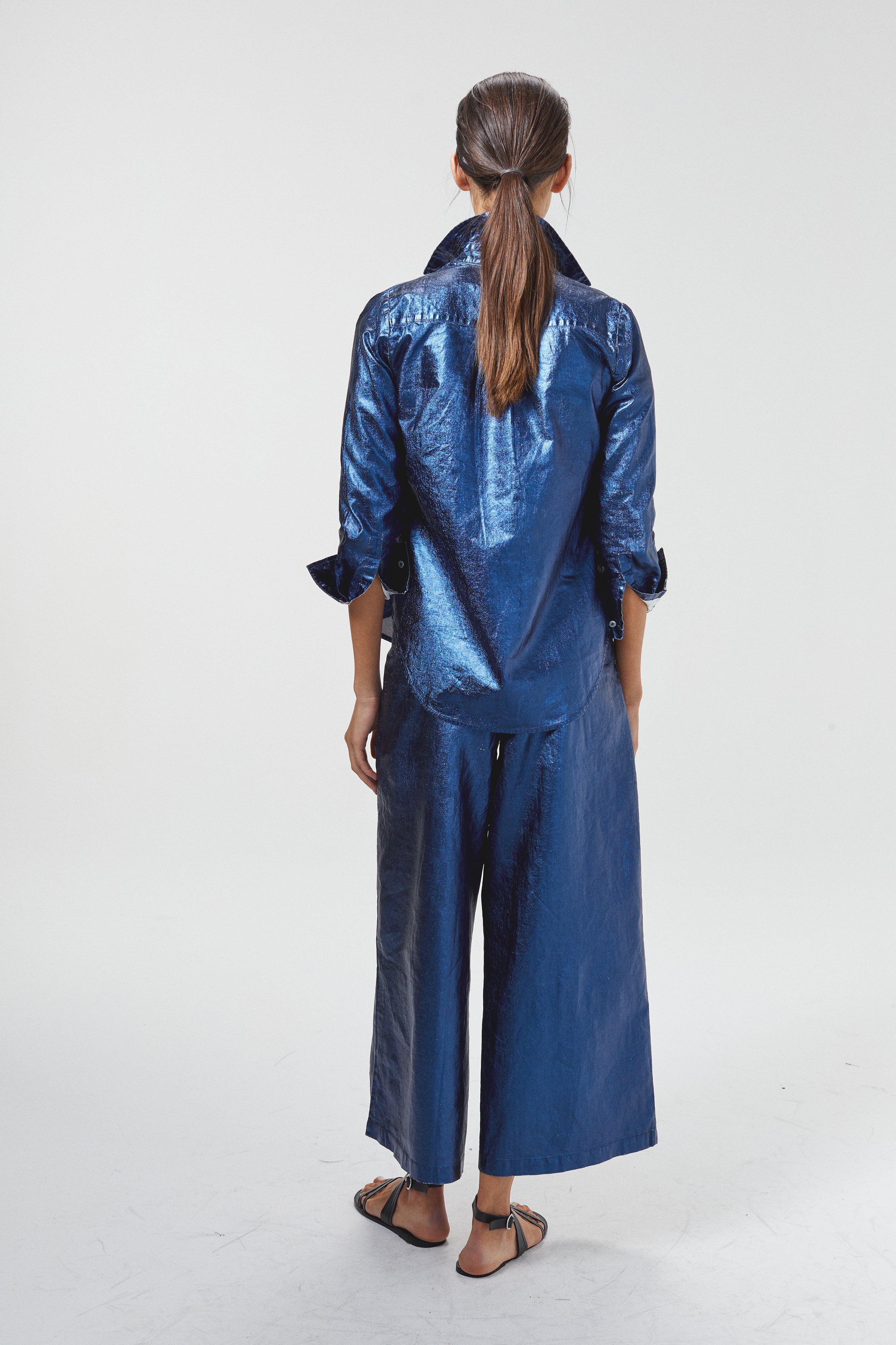 Culotte Metallic Linen Pants