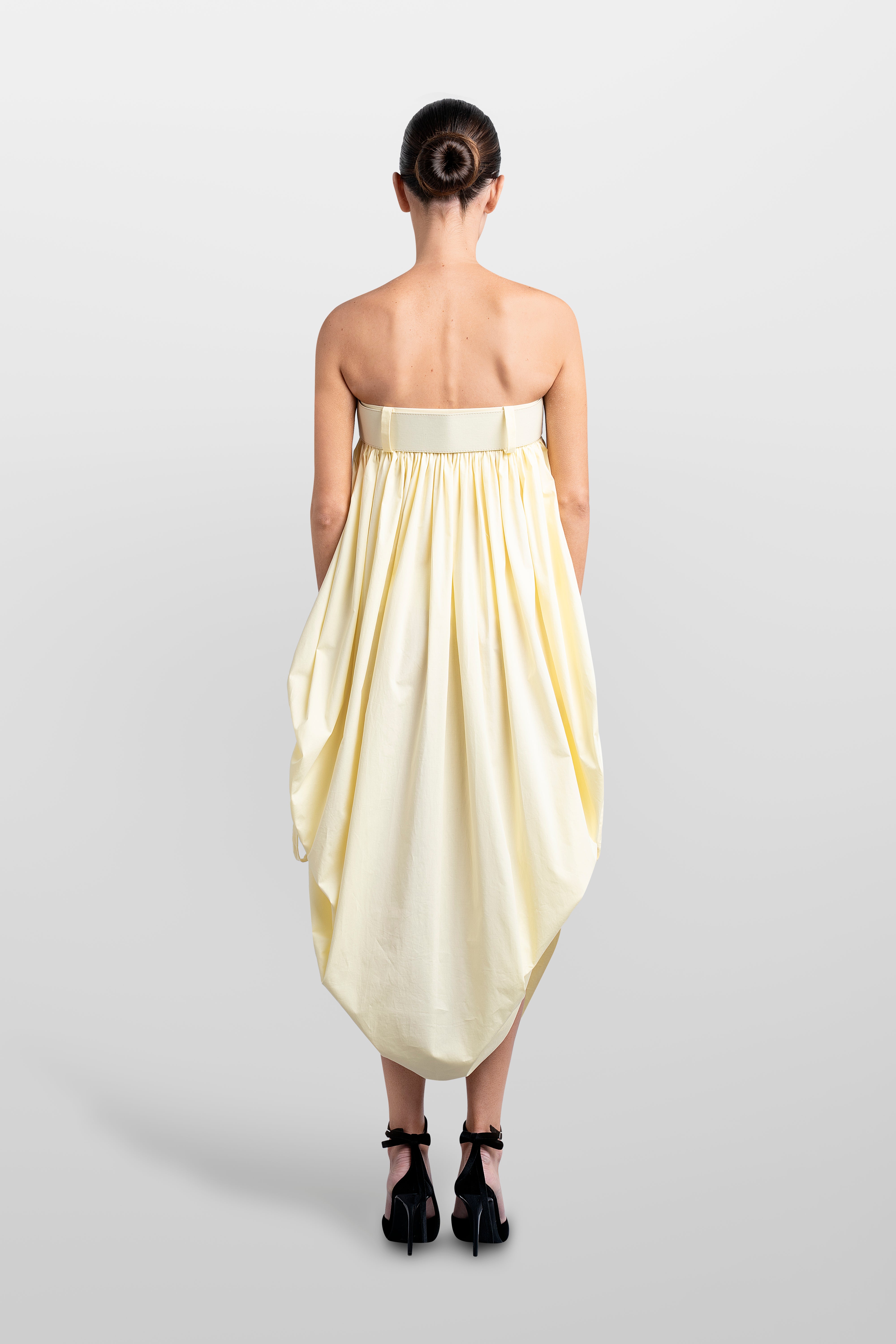 Poplin Ballon Long Dress With Belt