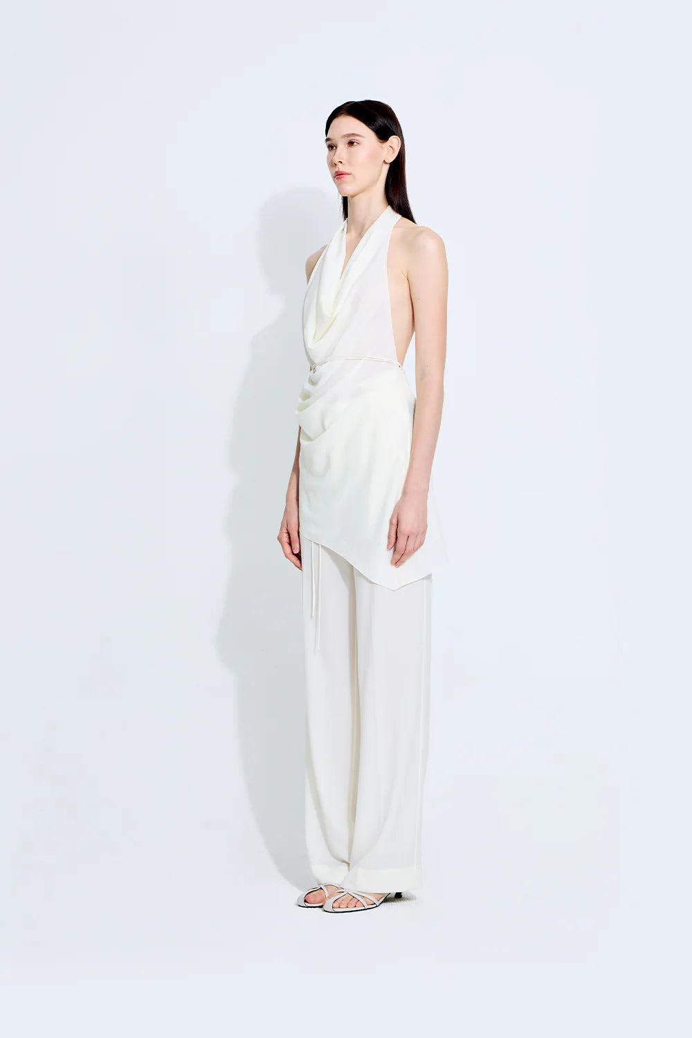 Sally Crepe Pants in Ivory