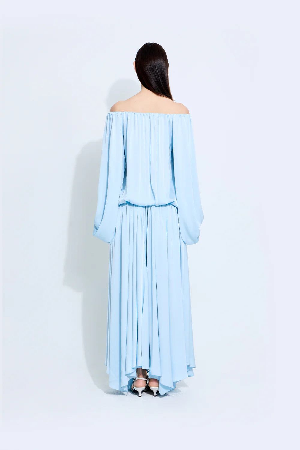 Valencia satin Dress in baby blue
