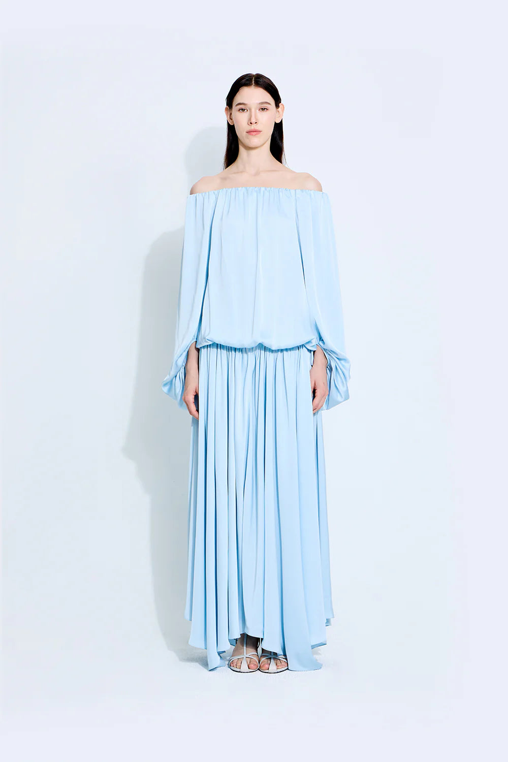 Valencia satin Dress in baby blue