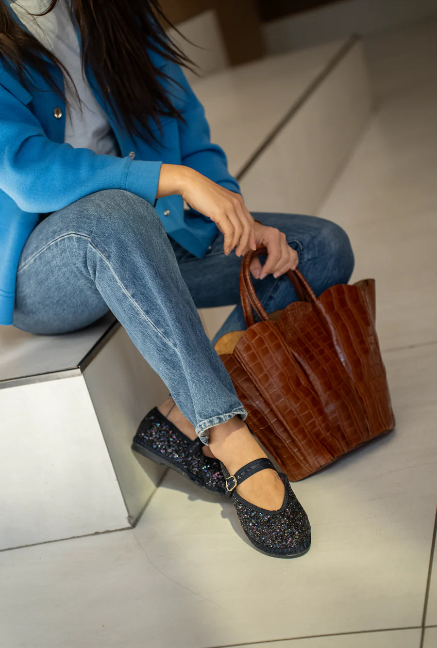 Pierre Navy Glitter Espadrilles