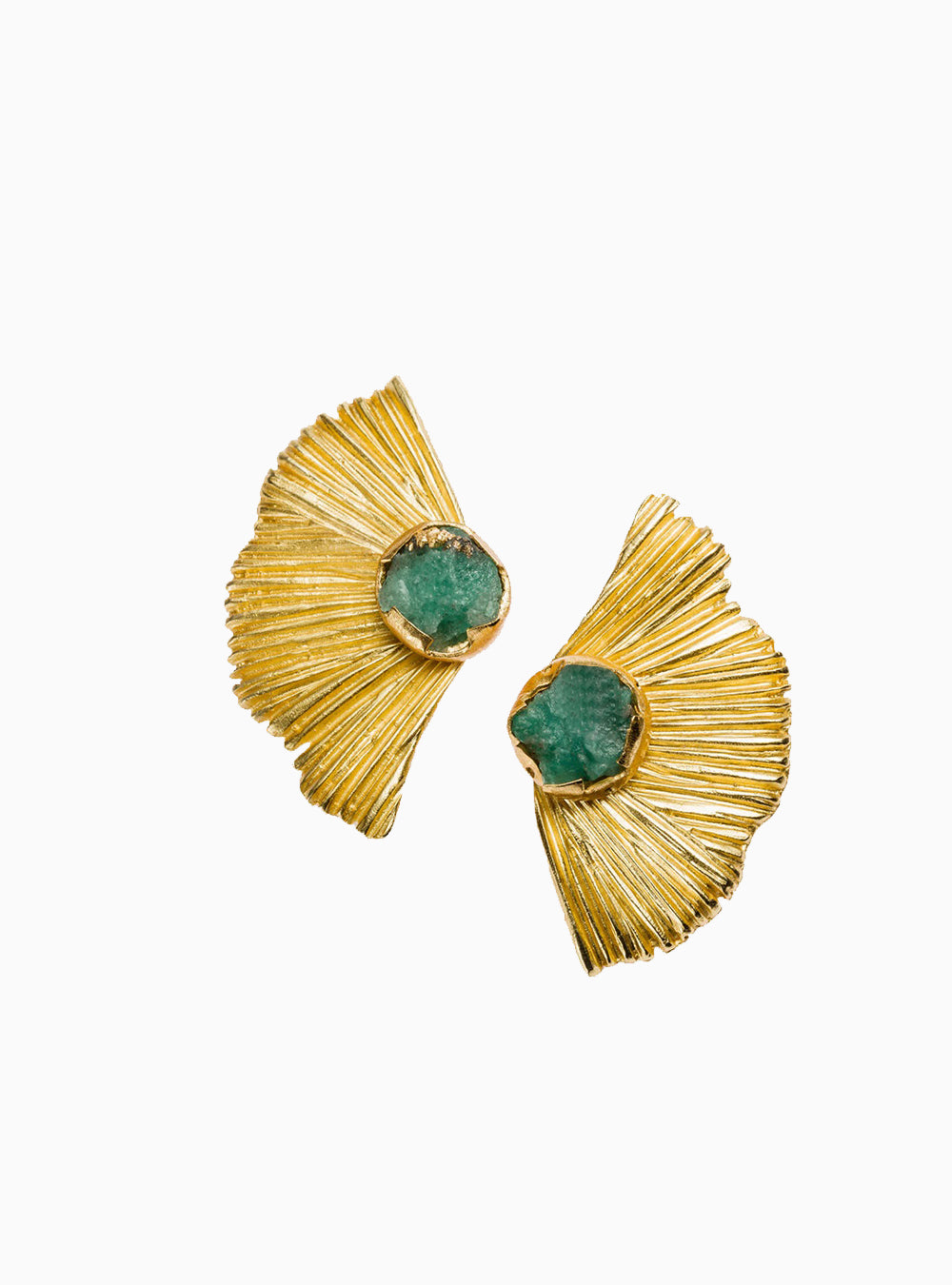 Vertical Emerald Wave Earrings