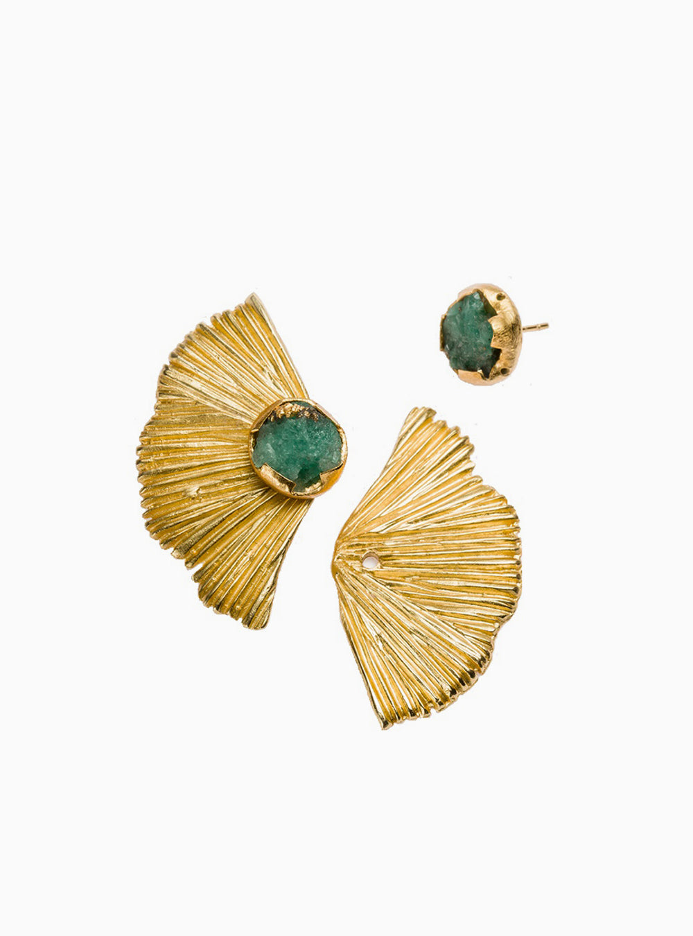 Vertical Emerald Wave Earrings