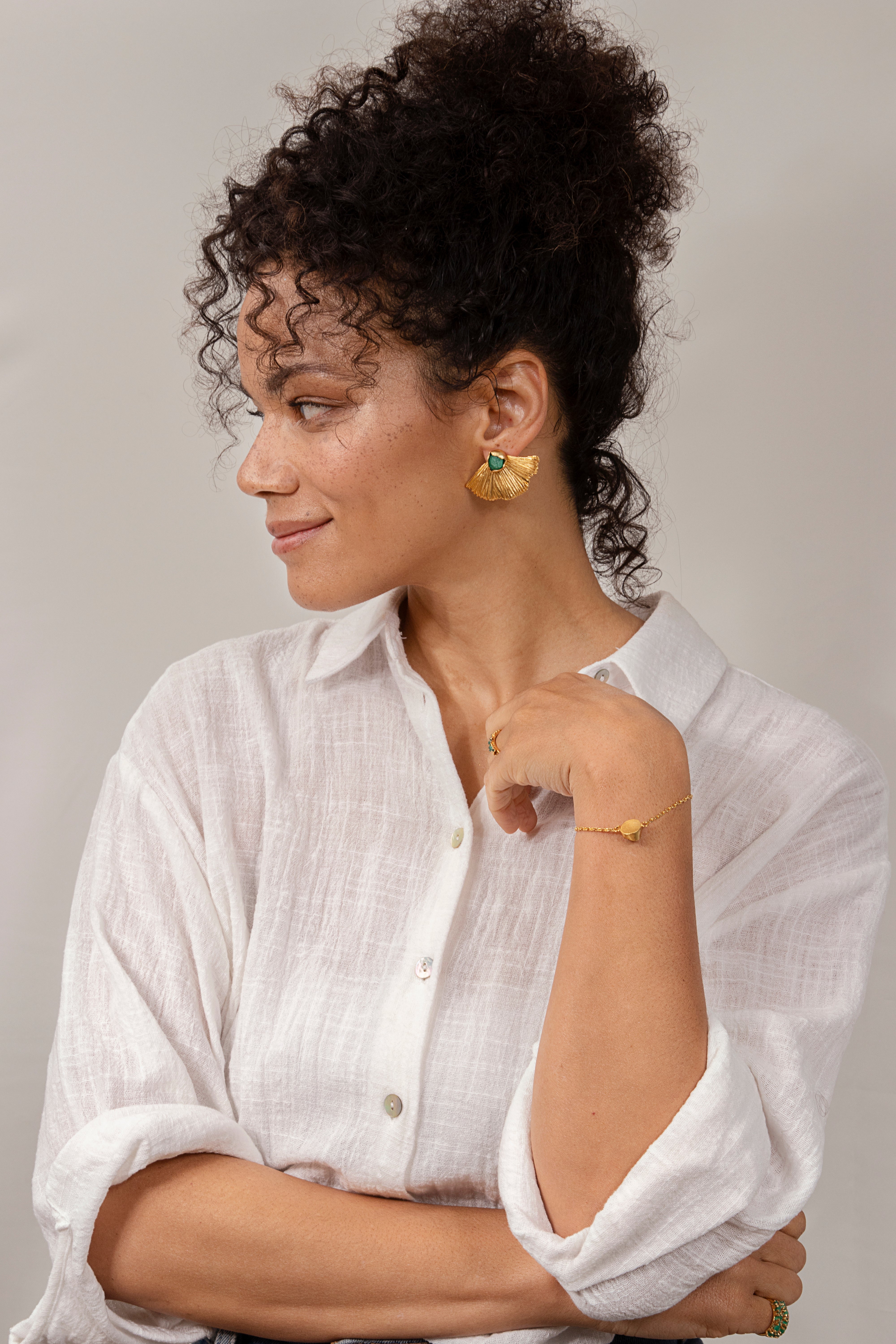 Vertical Emerald Wave Earrings