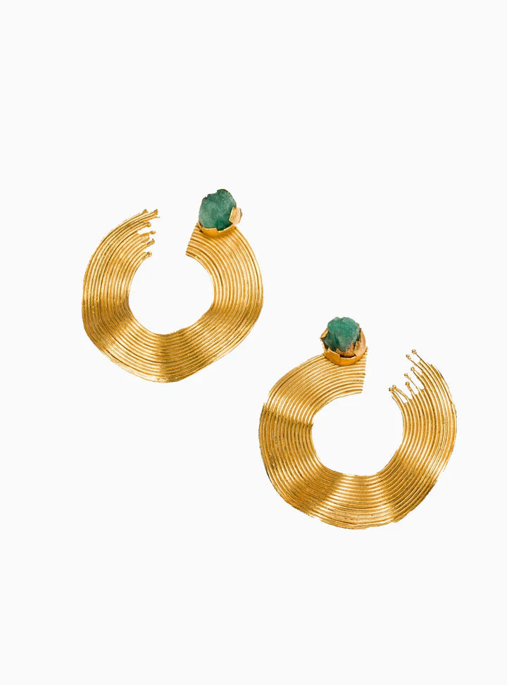 Open Emerald Maxi Wave Earrings