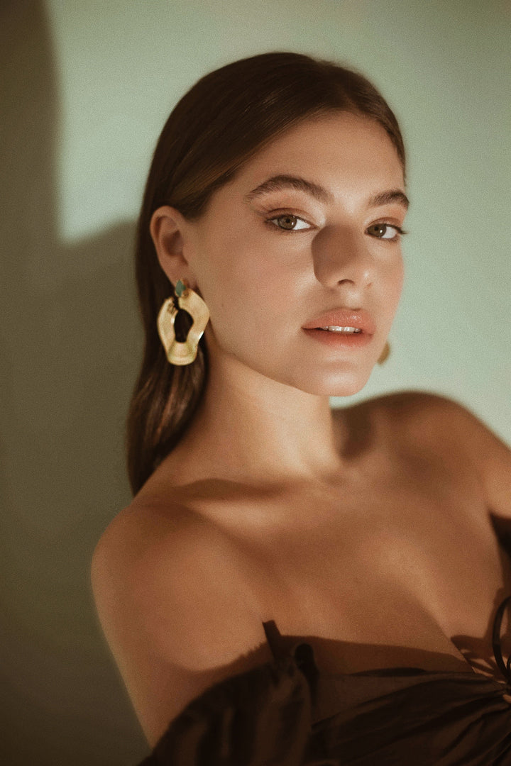 Open Emerald Maxi Wave Earrings