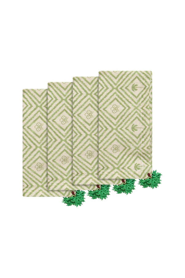 Green Palms Linen Napkins - Set of 4