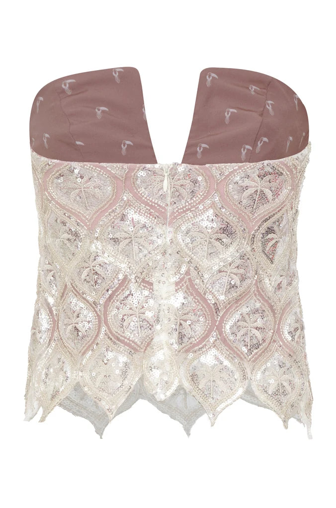 Luciana Palms Silk quined Top / Silver
