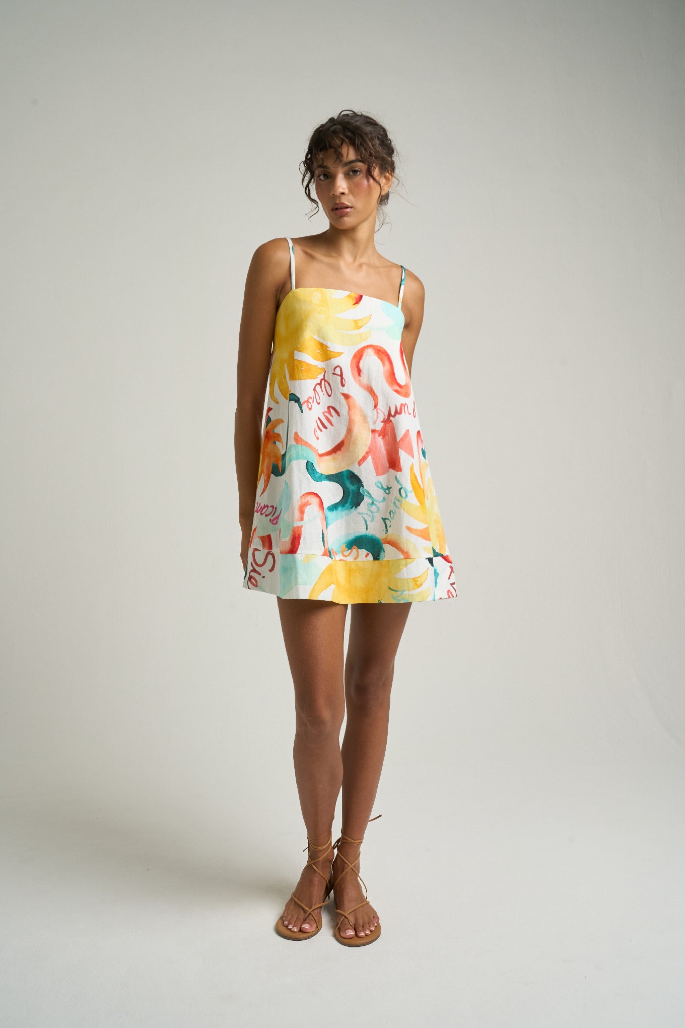SIGAL Mini Strappy Trapeze Dress Sunset