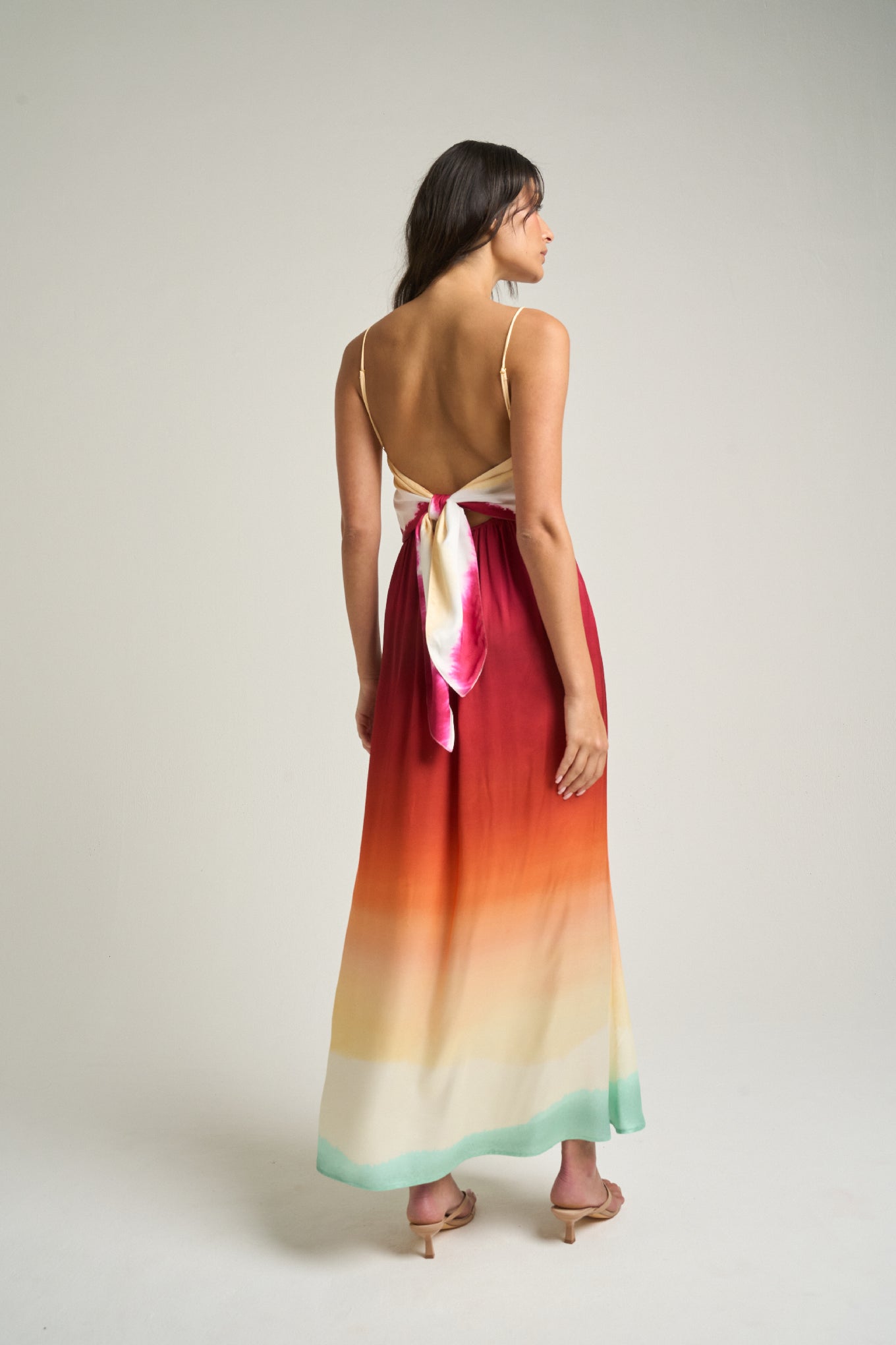 Long Tie Back Dress Multicolor / L