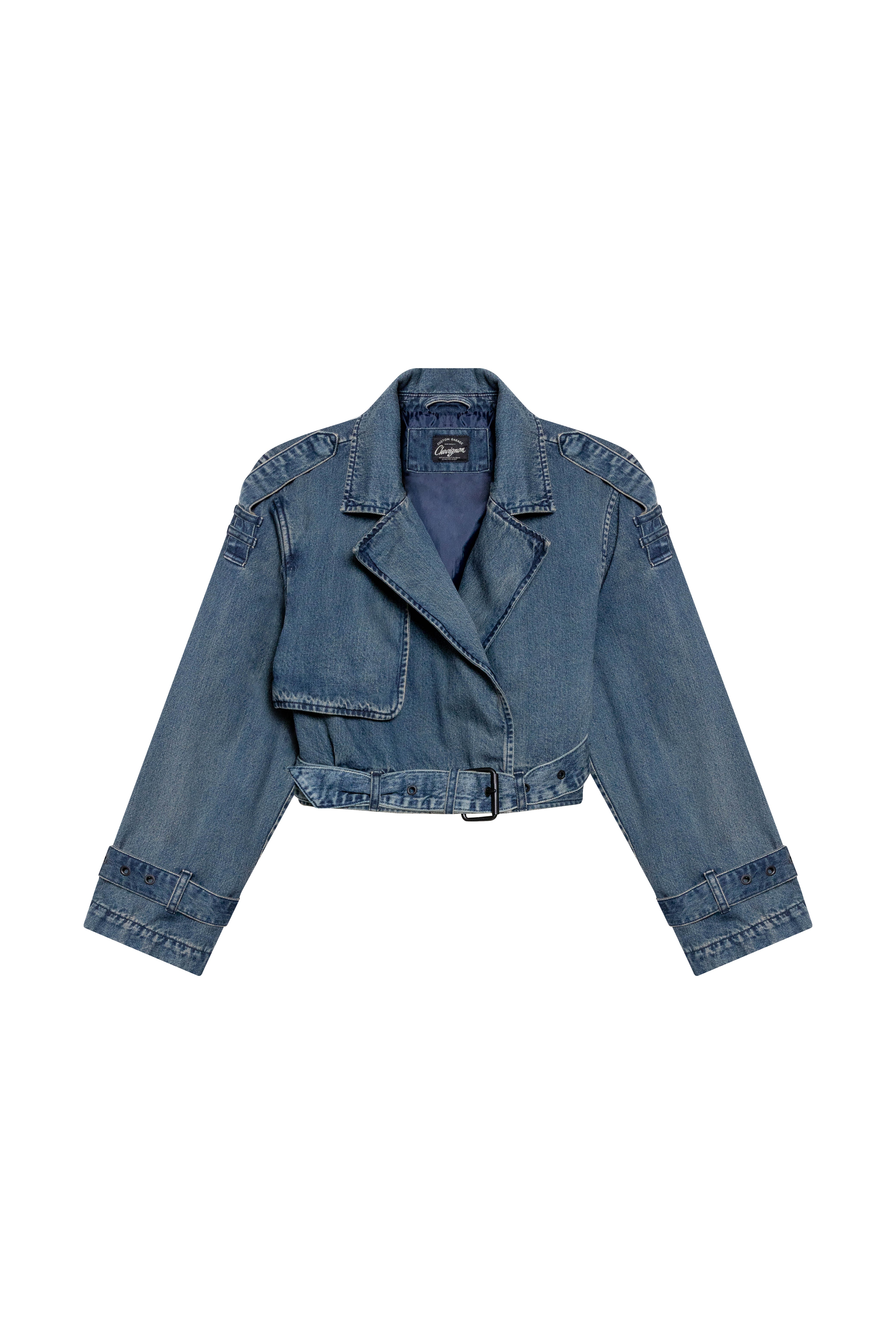 Crop Biker Denim Jacket