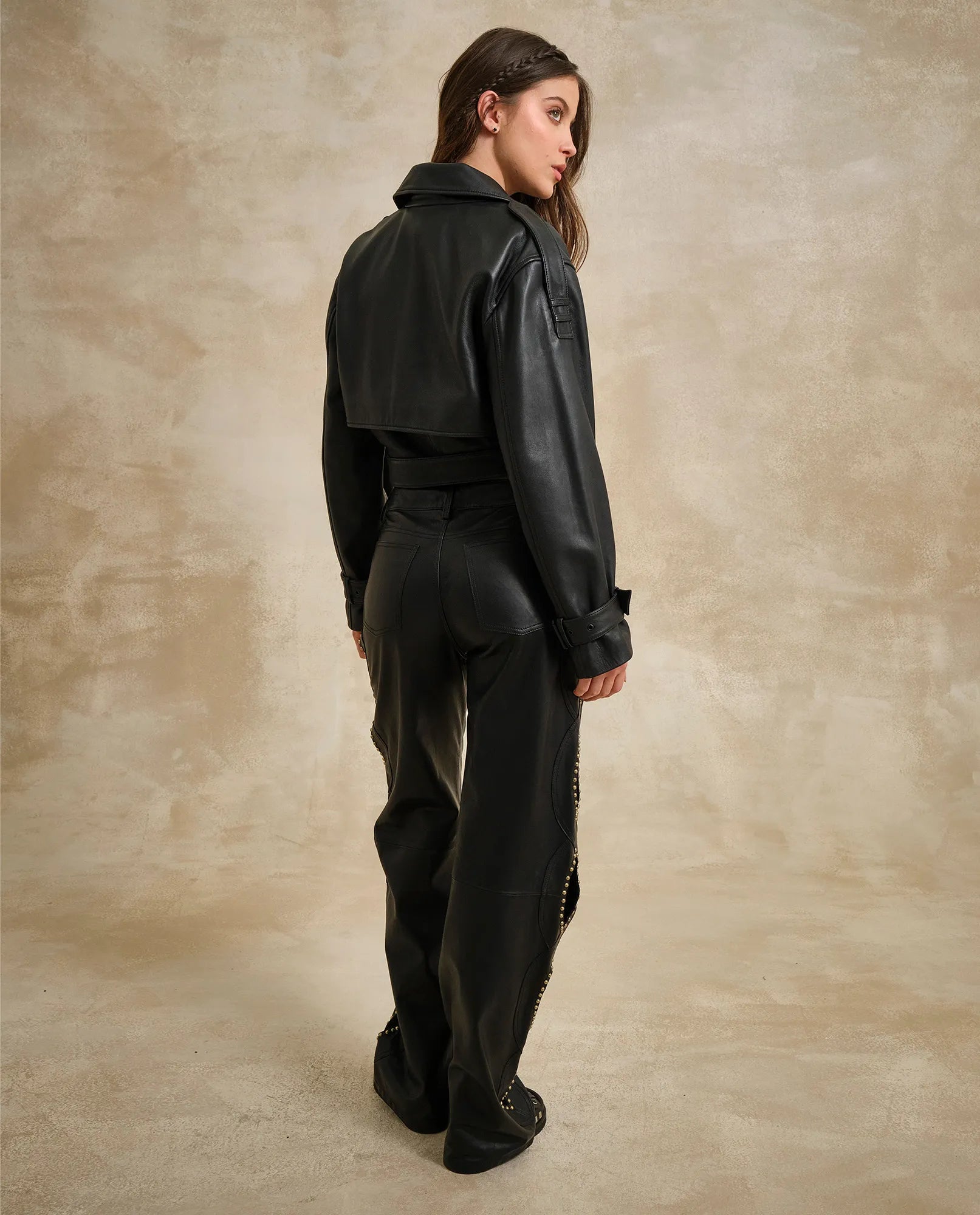 Crop Biker Leather Jacket