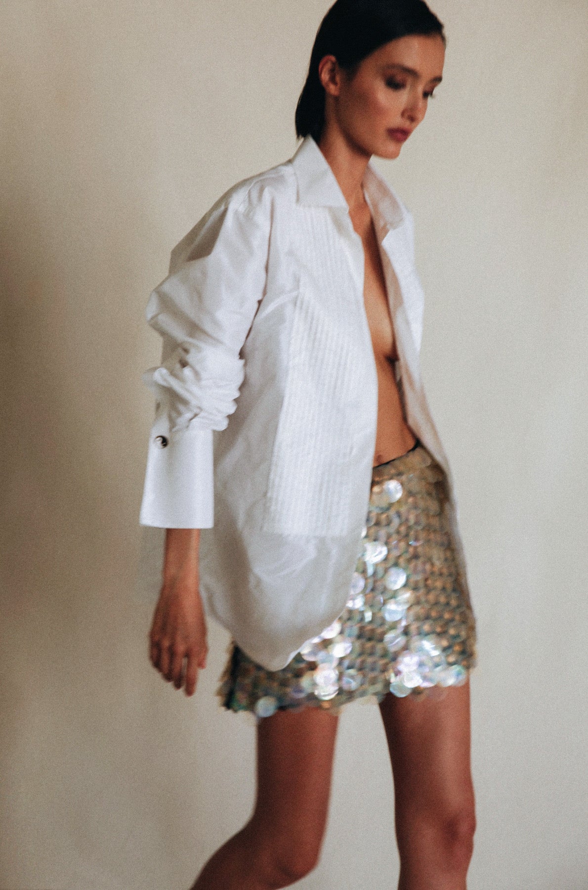 Tuxedo Silk Taffeta Blouse