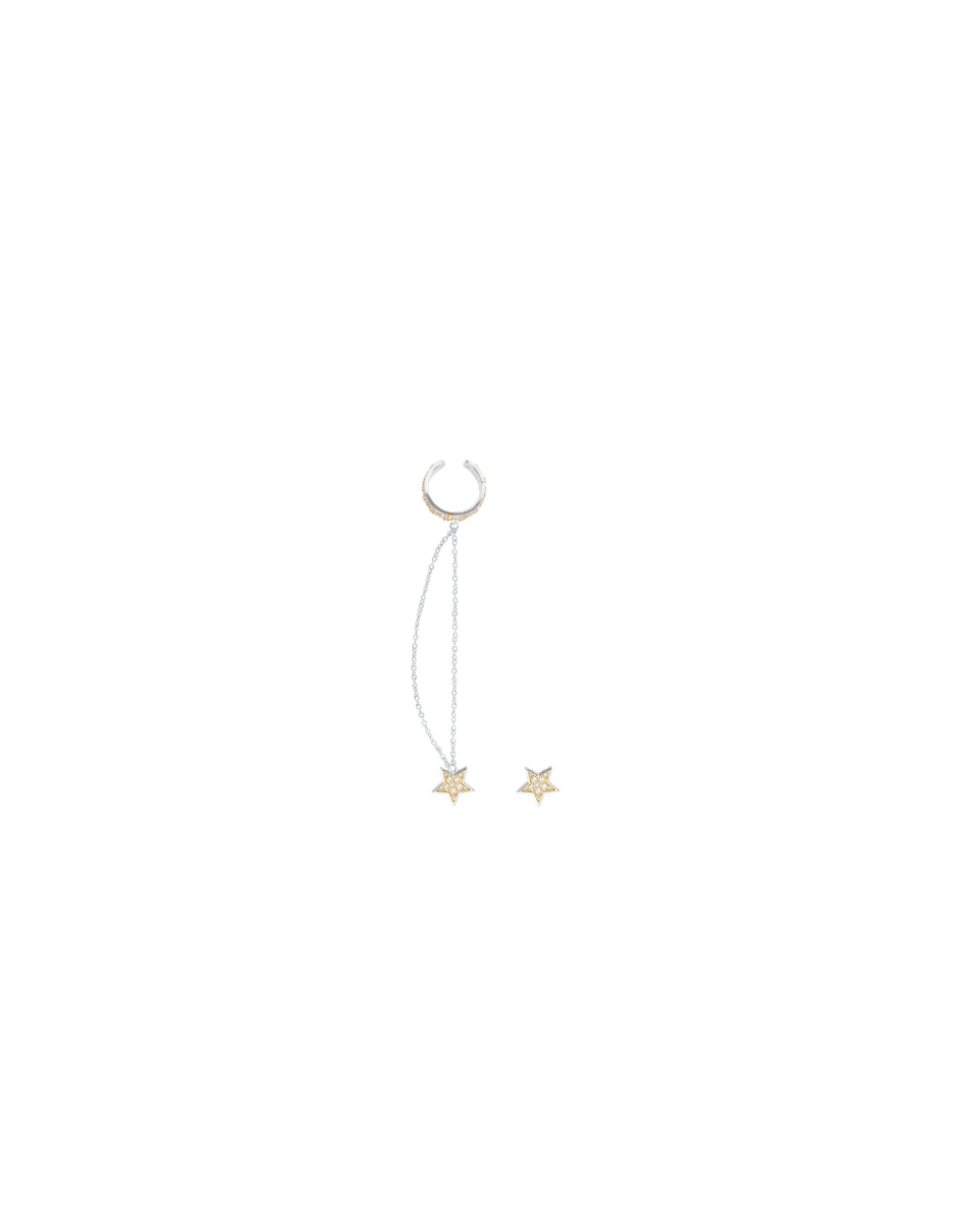 Chain Mimosa Stud with Ear Cuff