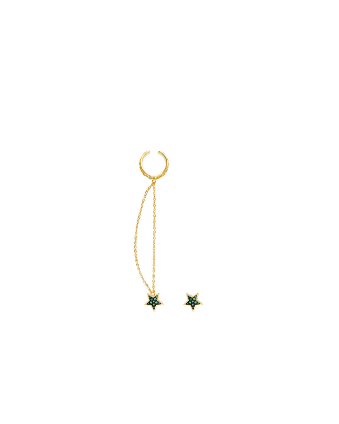 Chain Mimosa Stud with Ear Cuff
