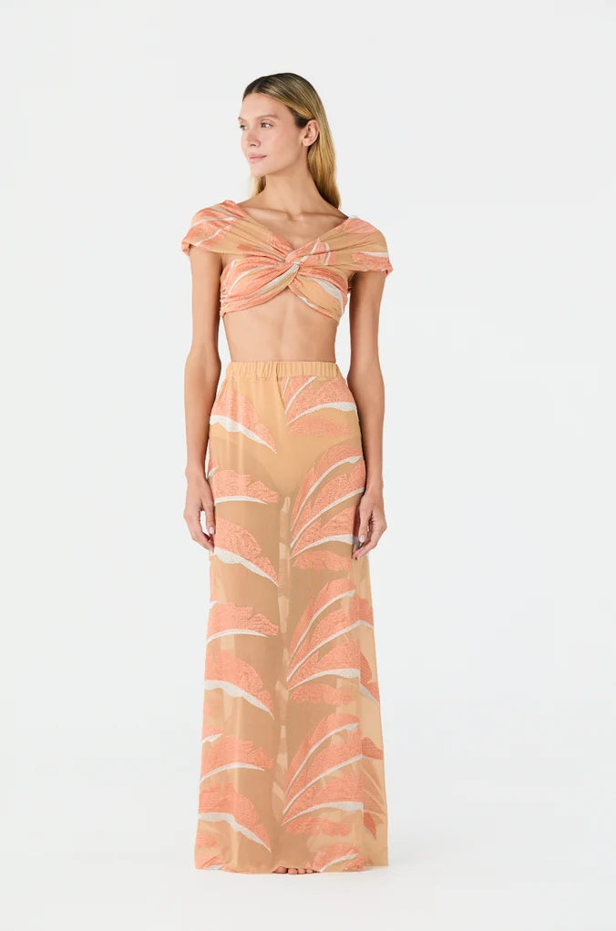 Solana Embroidered Mesh Maxi Skirt