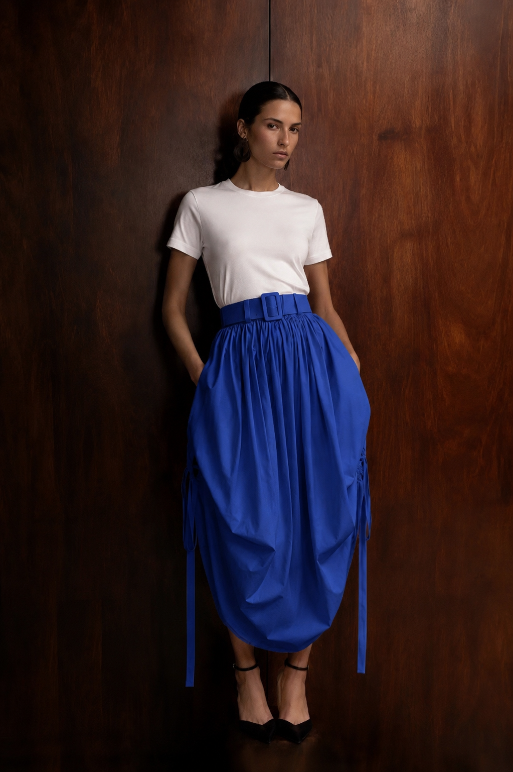 Cotton Skirt Coulisse With Belt