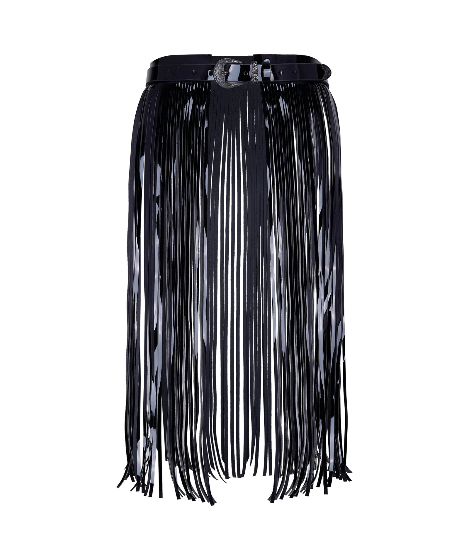 Patent Leather Fringe Belt