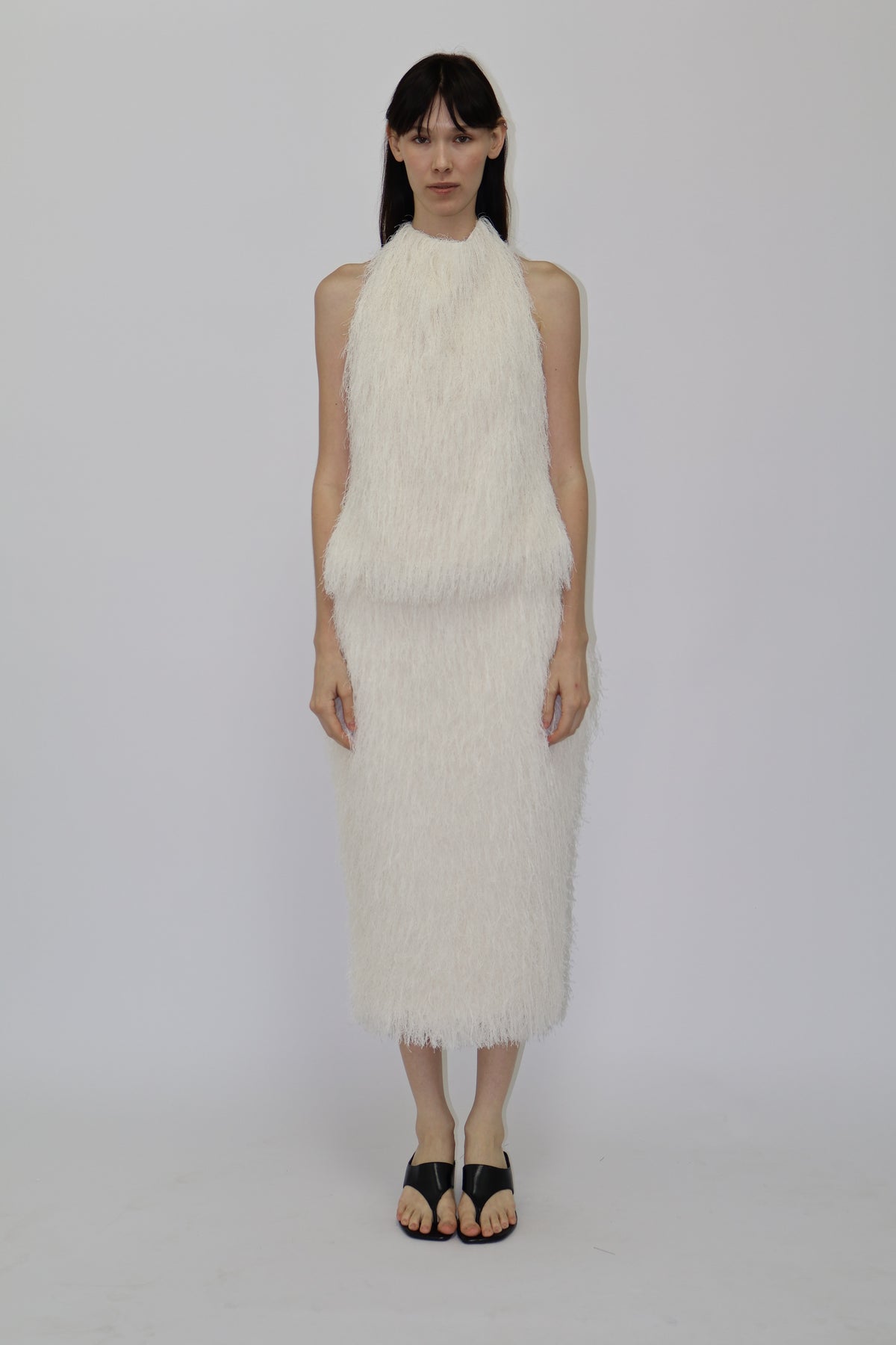 Laura Fringe Midi Skirt in Ivory