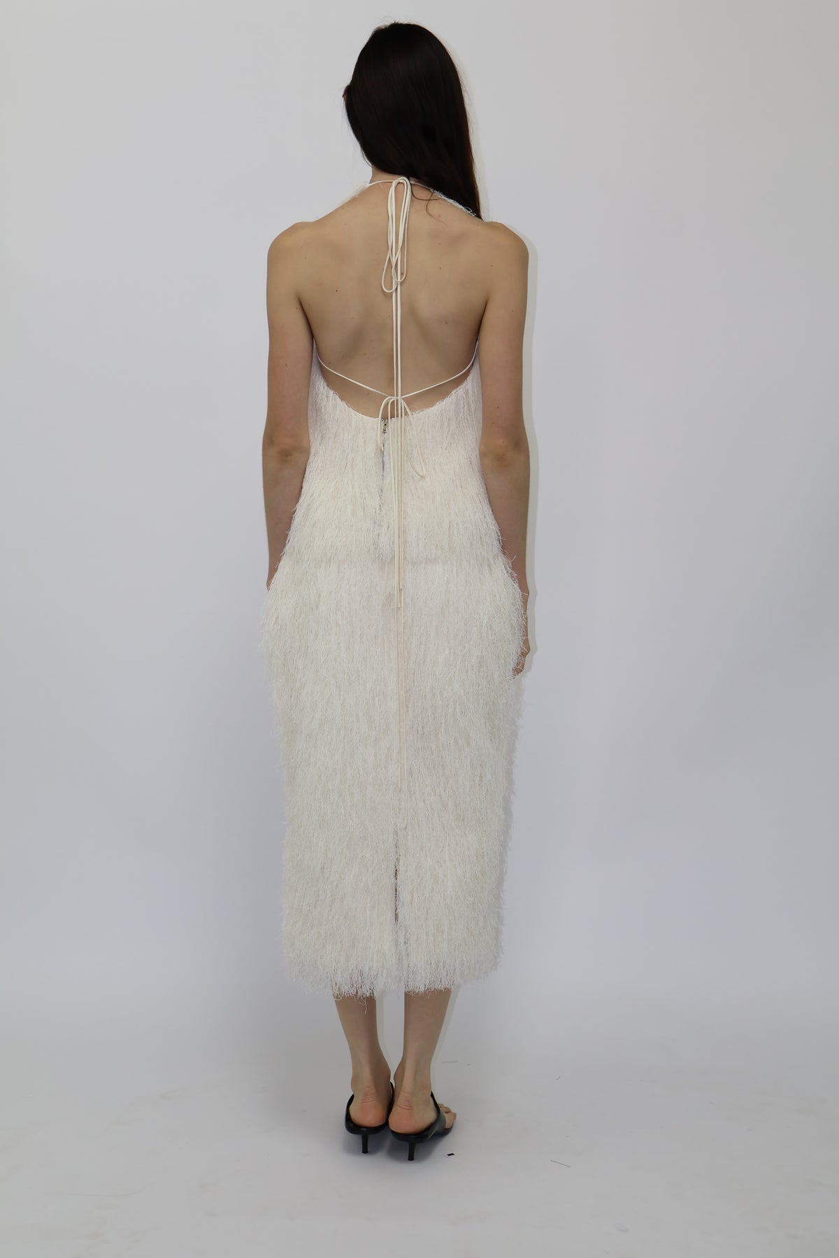 Laura Fringe Midi Skirt in Ivory