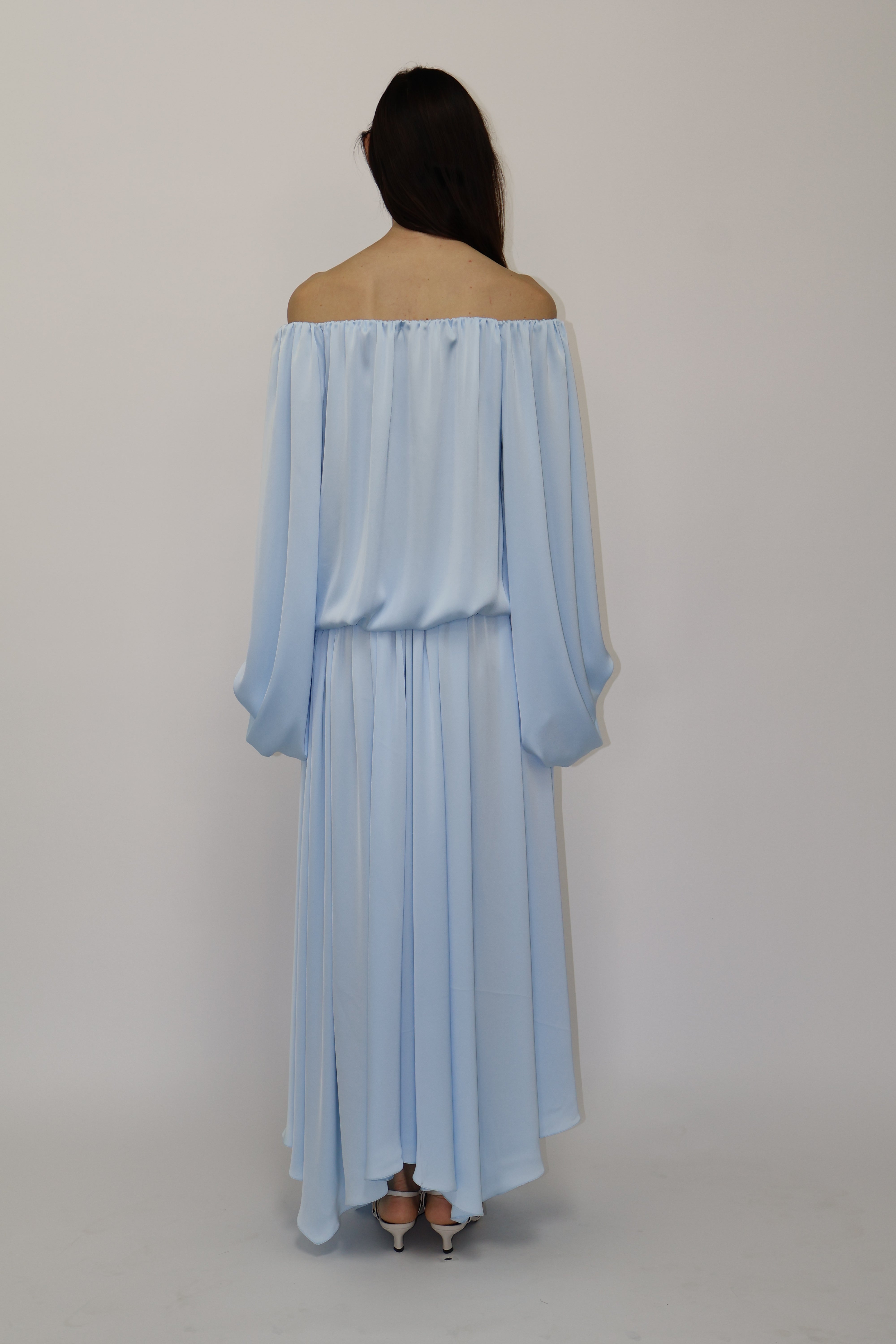 Valencia satin Dress in baby blue