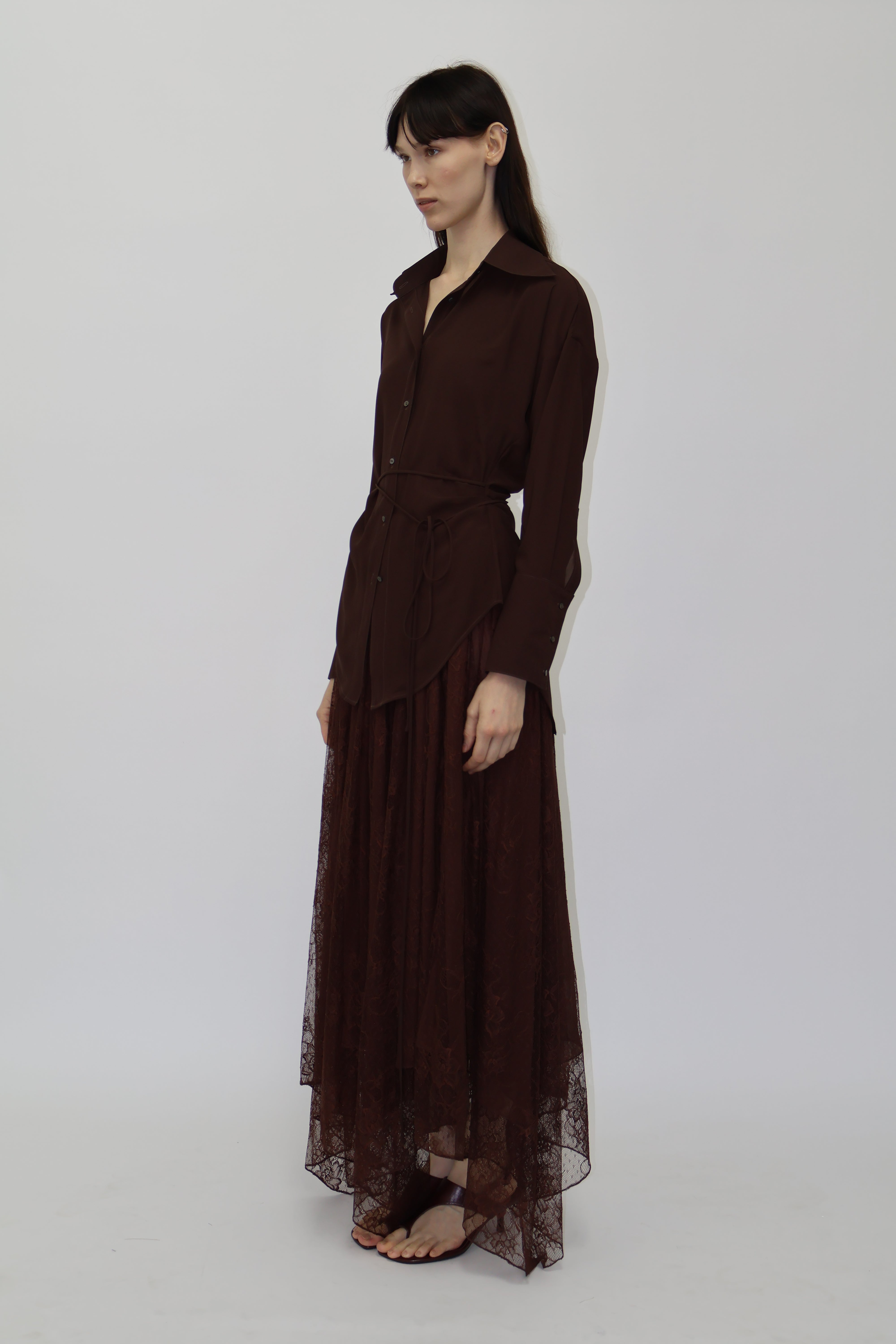 Sylvana Chiffon Shirt in brown
