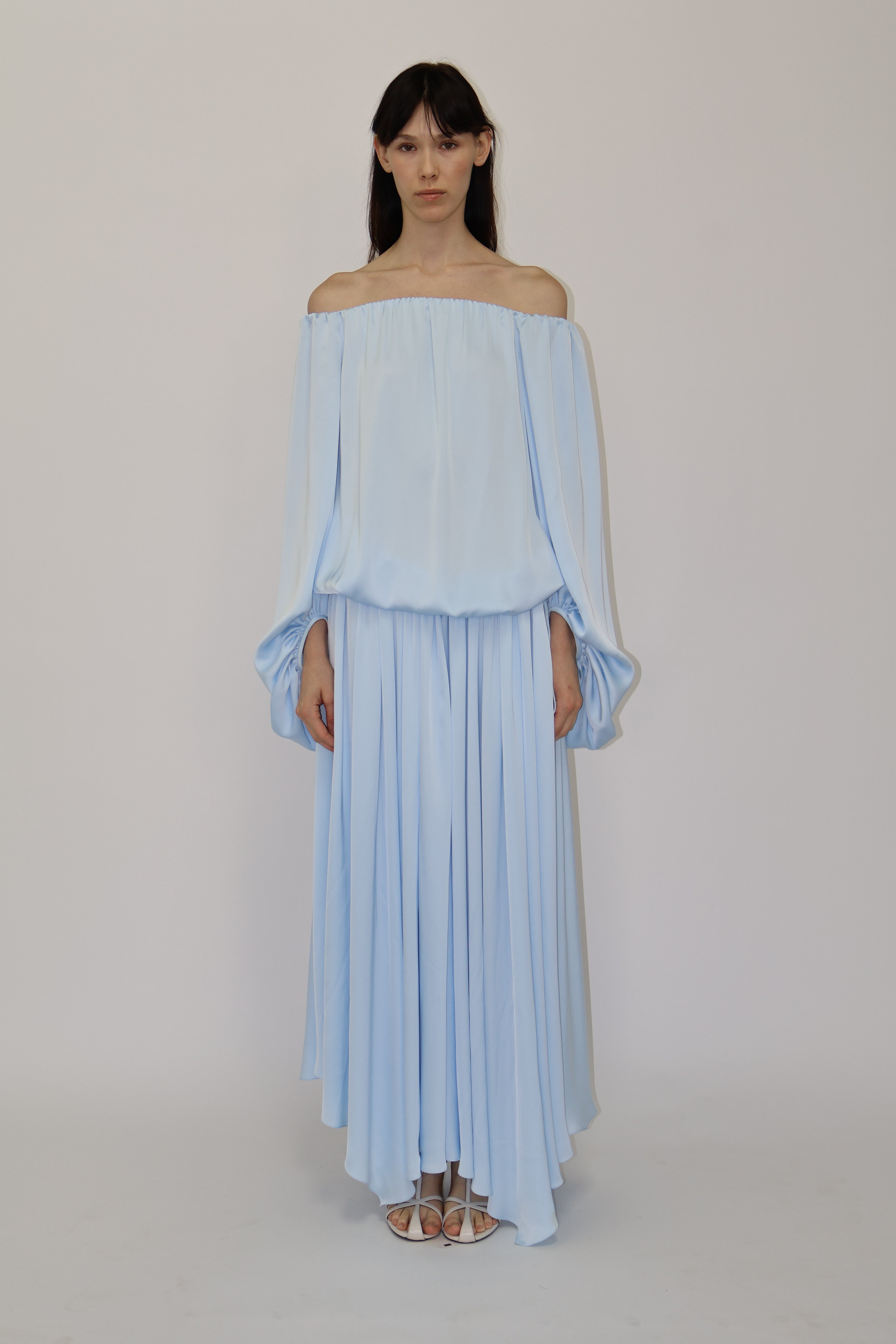 Valencia satin Dress in baby blue