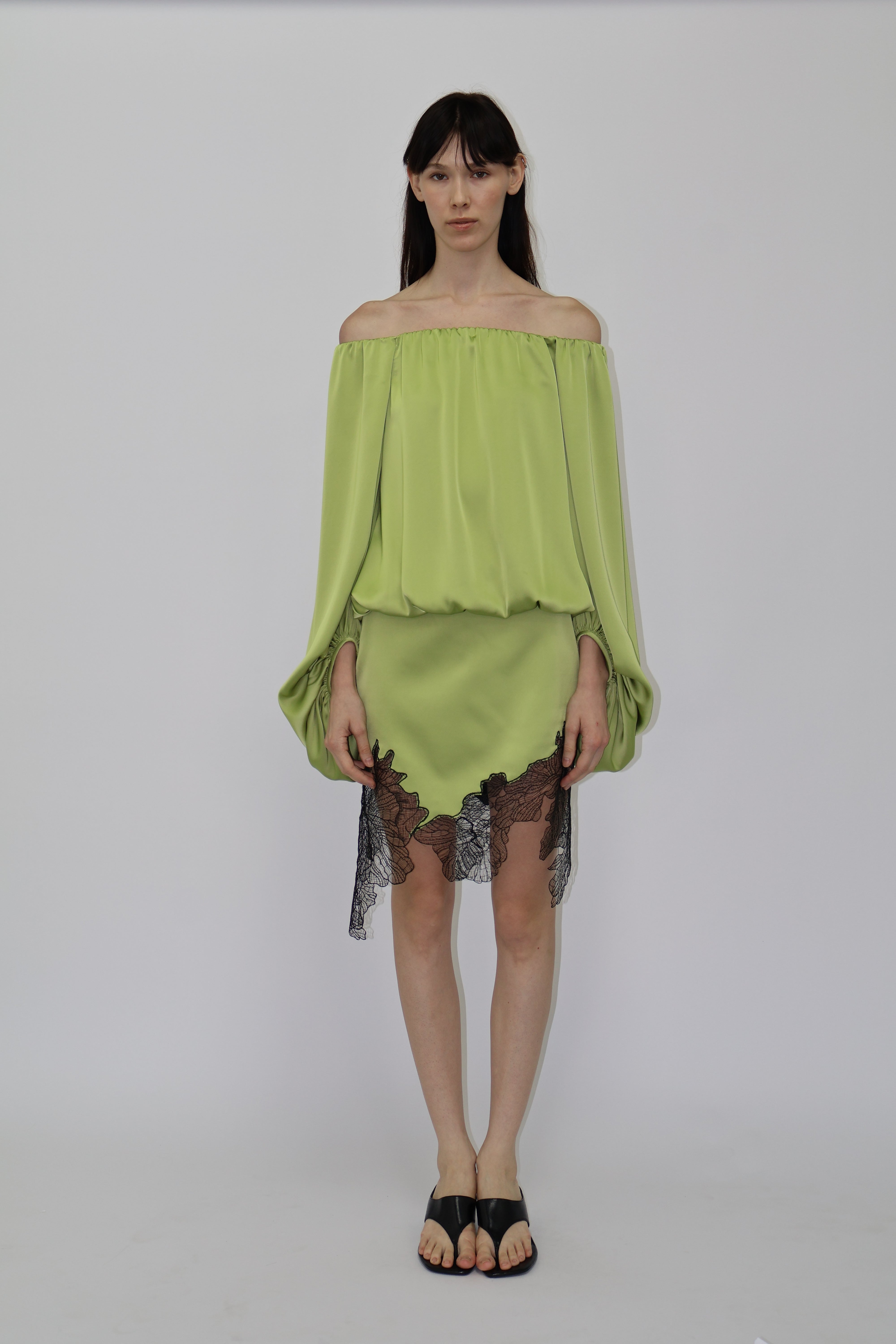Winnie Satin Mini Skrit  in Green