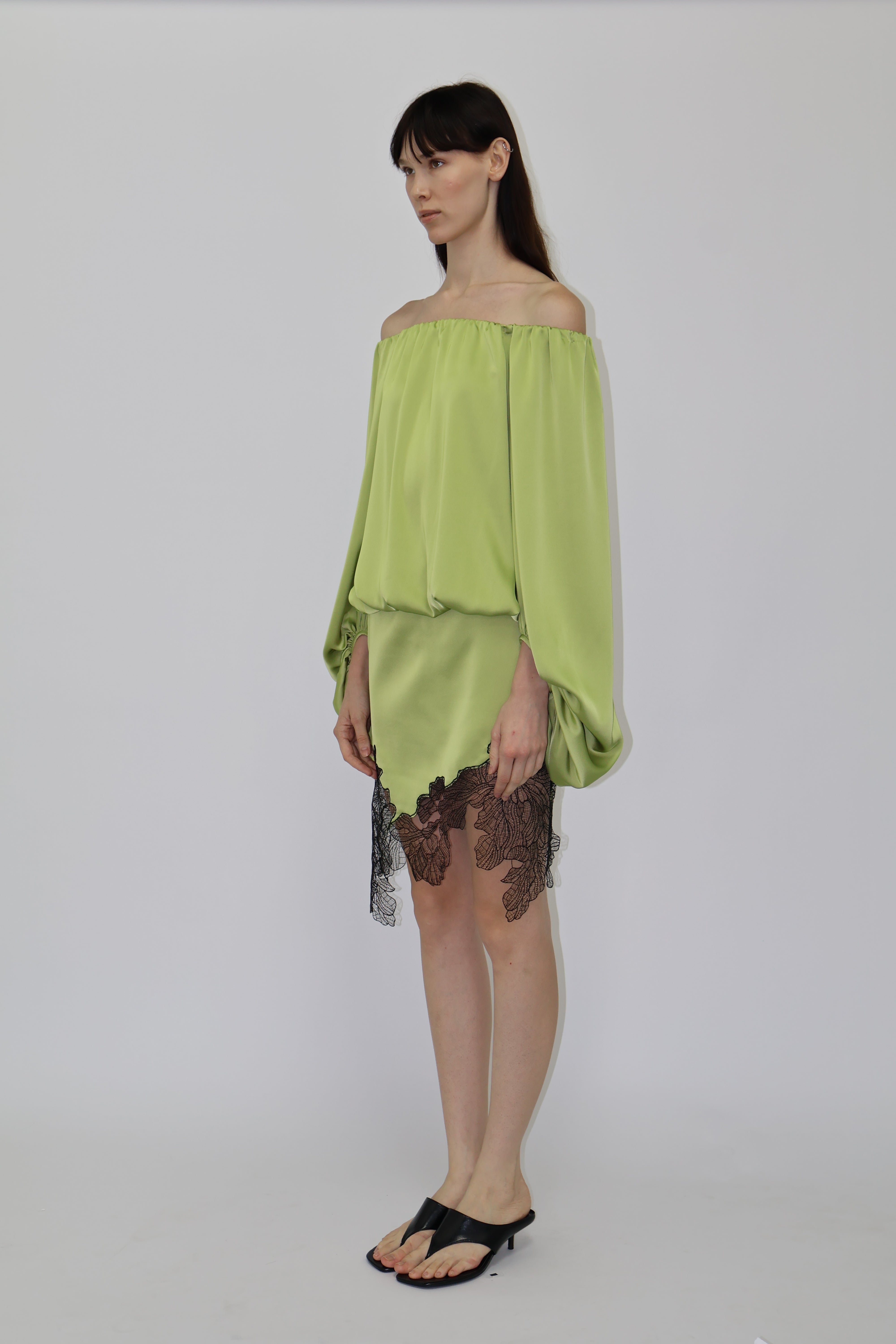 Valencia Satin Top in Green