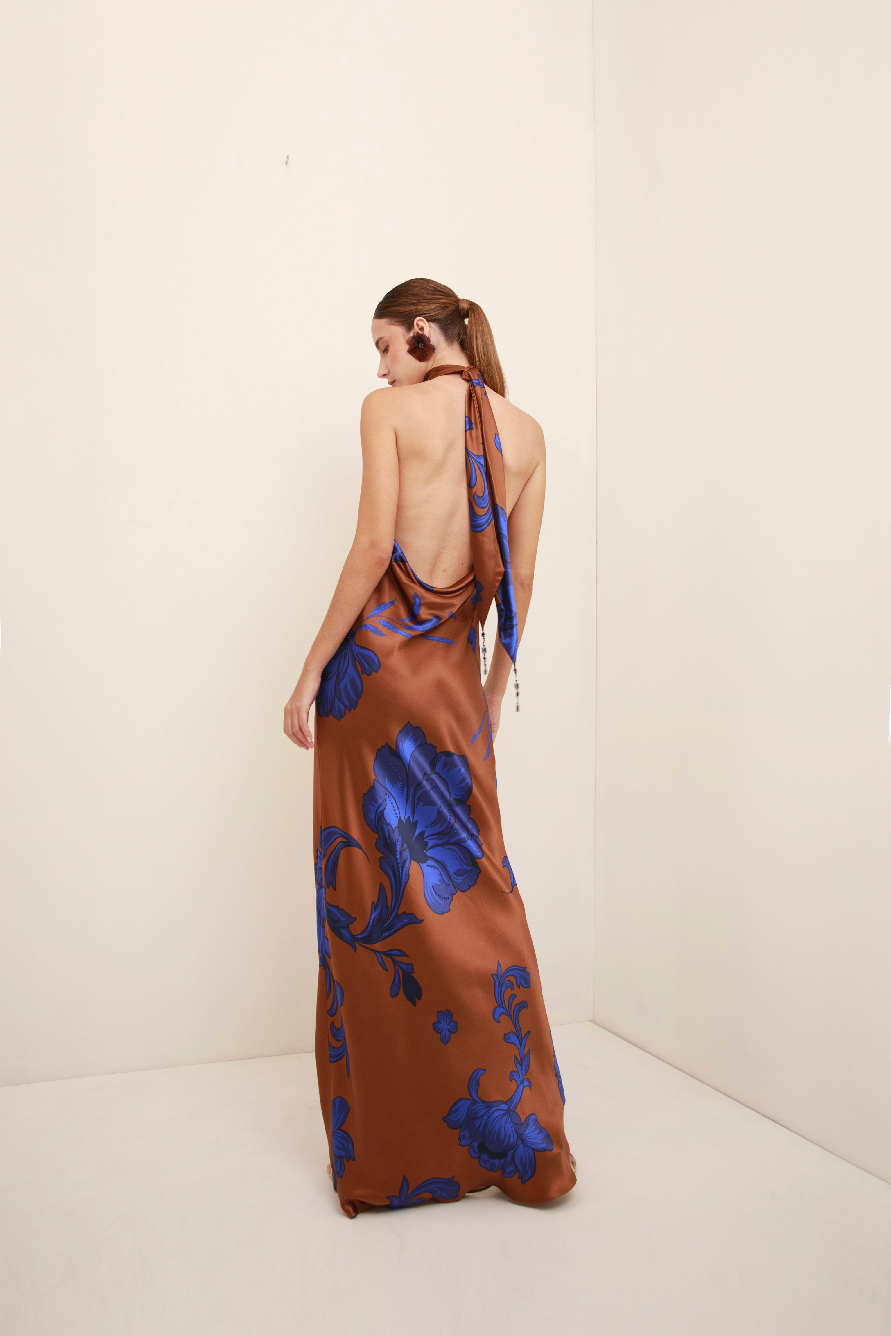Hera Brown Silk Dress