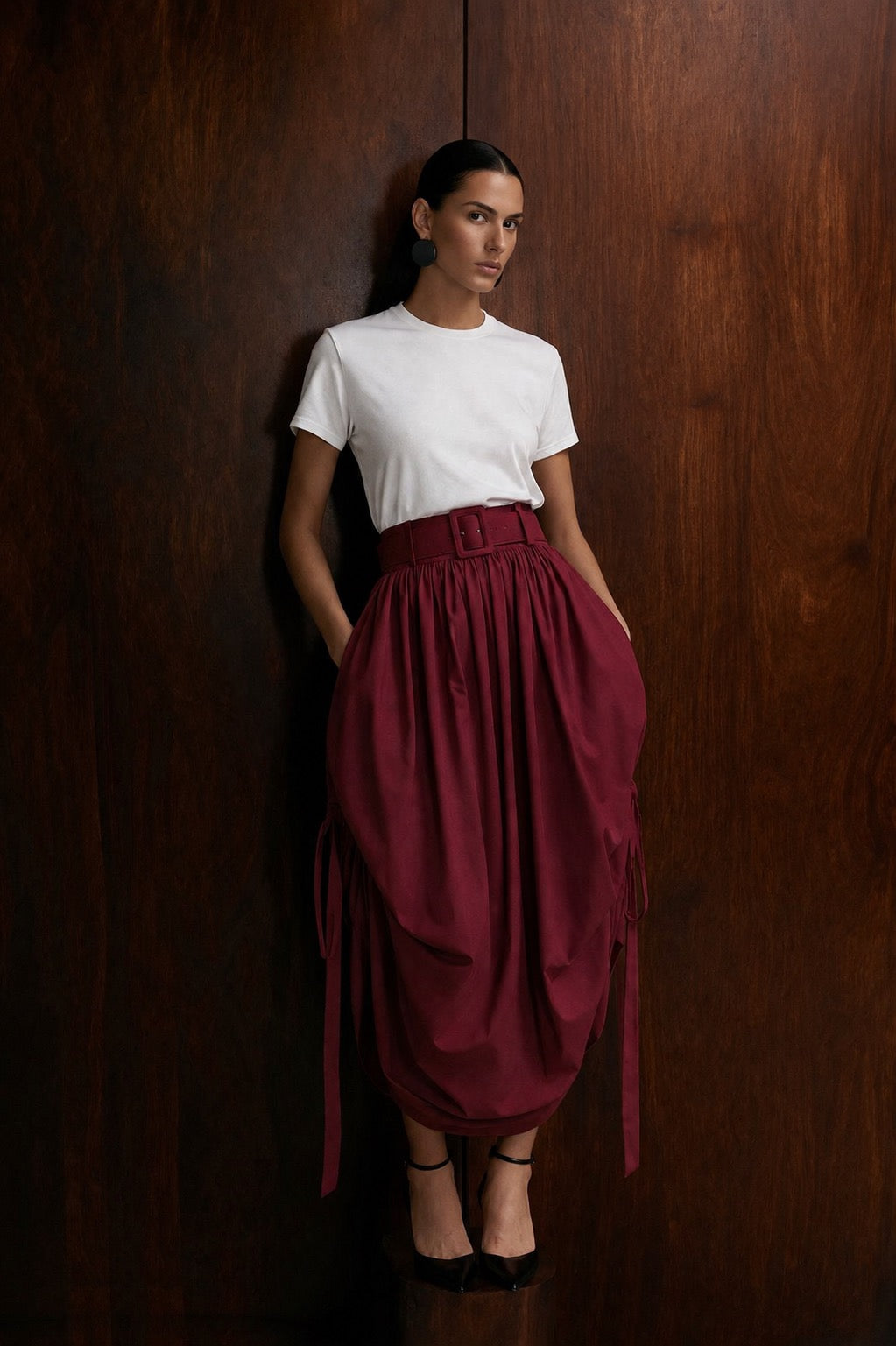 Cotton Skirt Coulisse With Belt