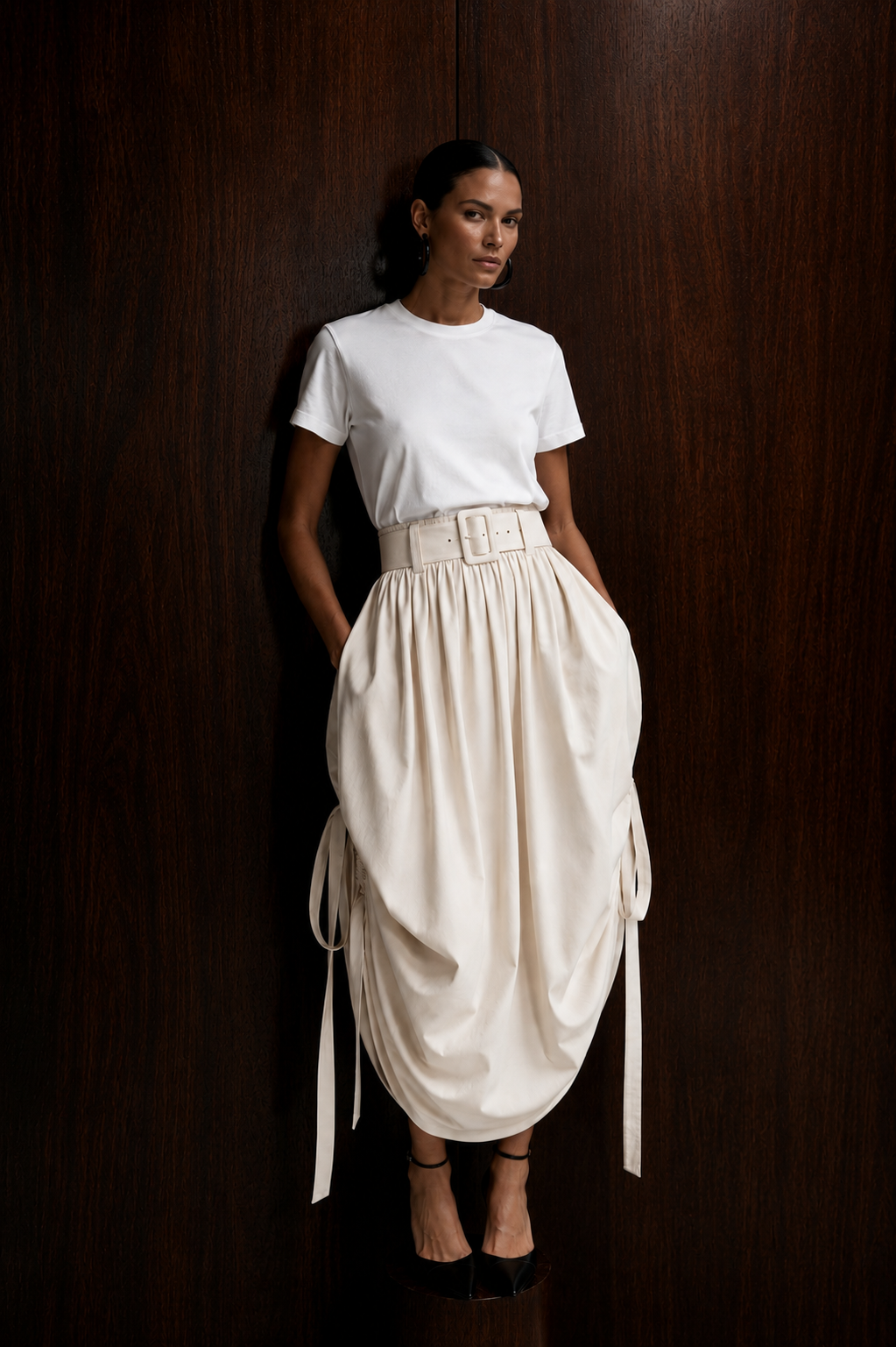 Cotton Skirt Coulisse With Belt