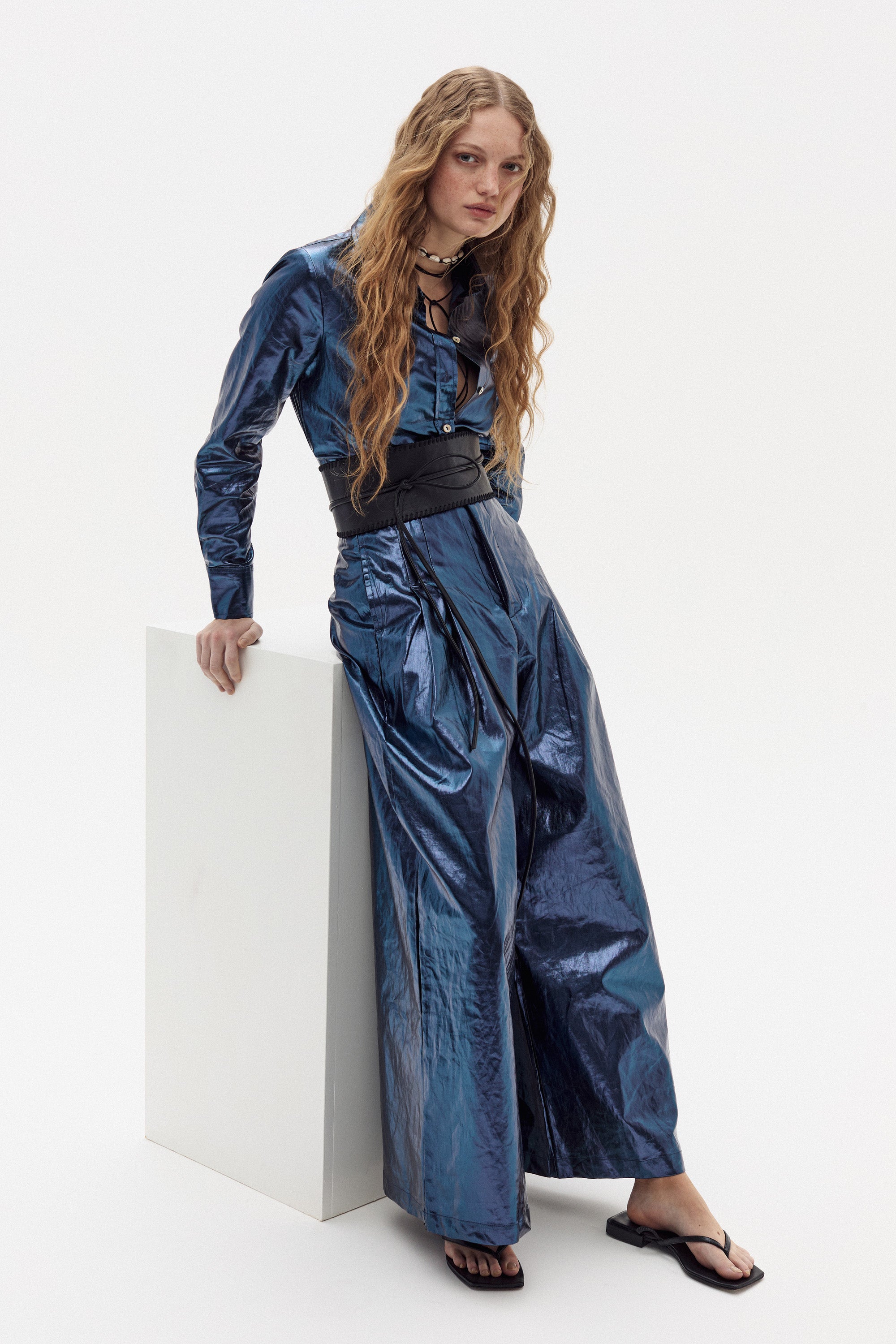 Culotte Metallic Linen Pants