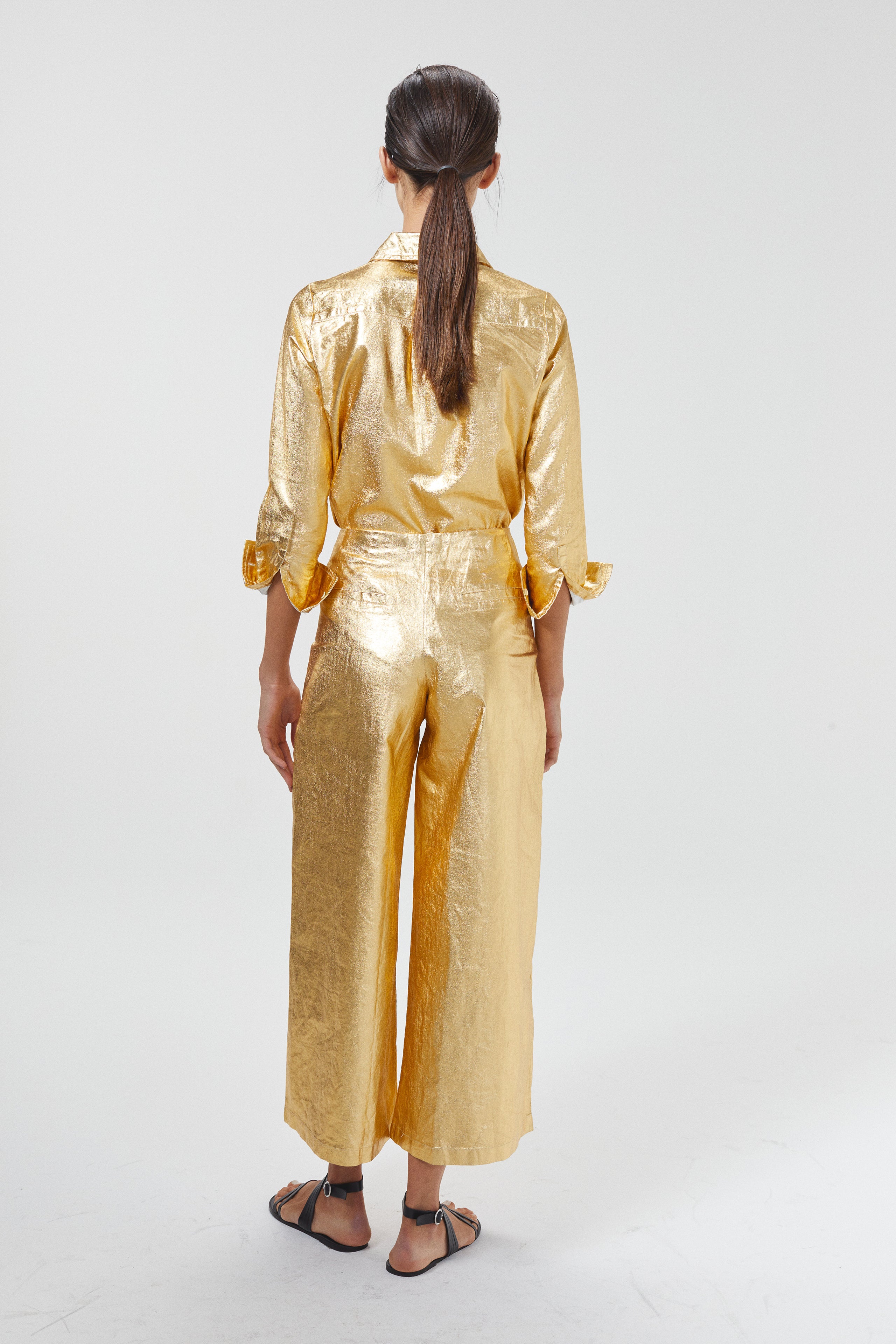 Culotte Metallic Linen Pants