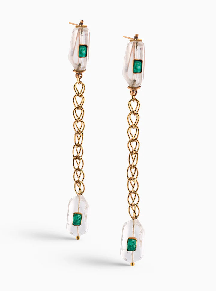 Veta Long Emerald Earrings