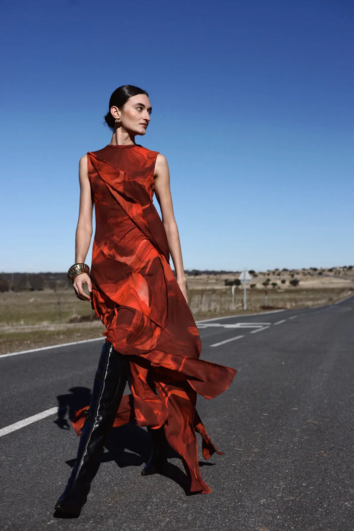 Marble Volant Dress