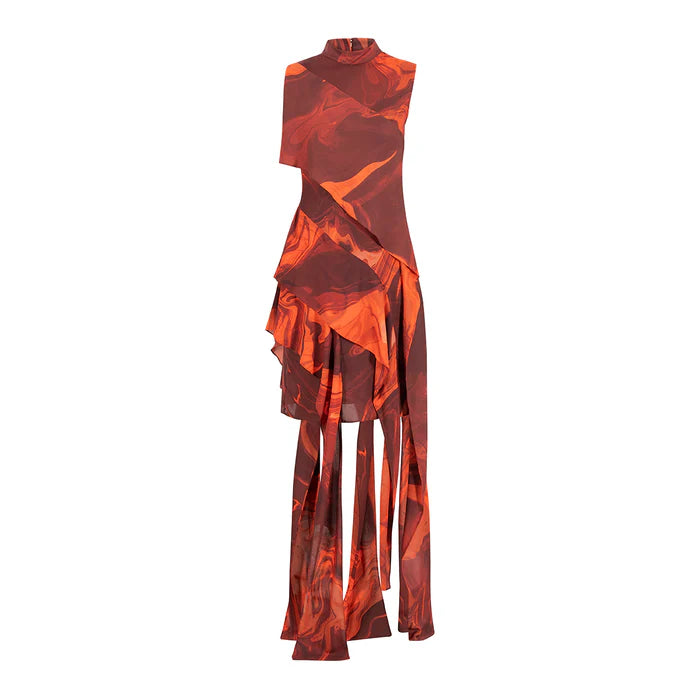Marble Volant Dress